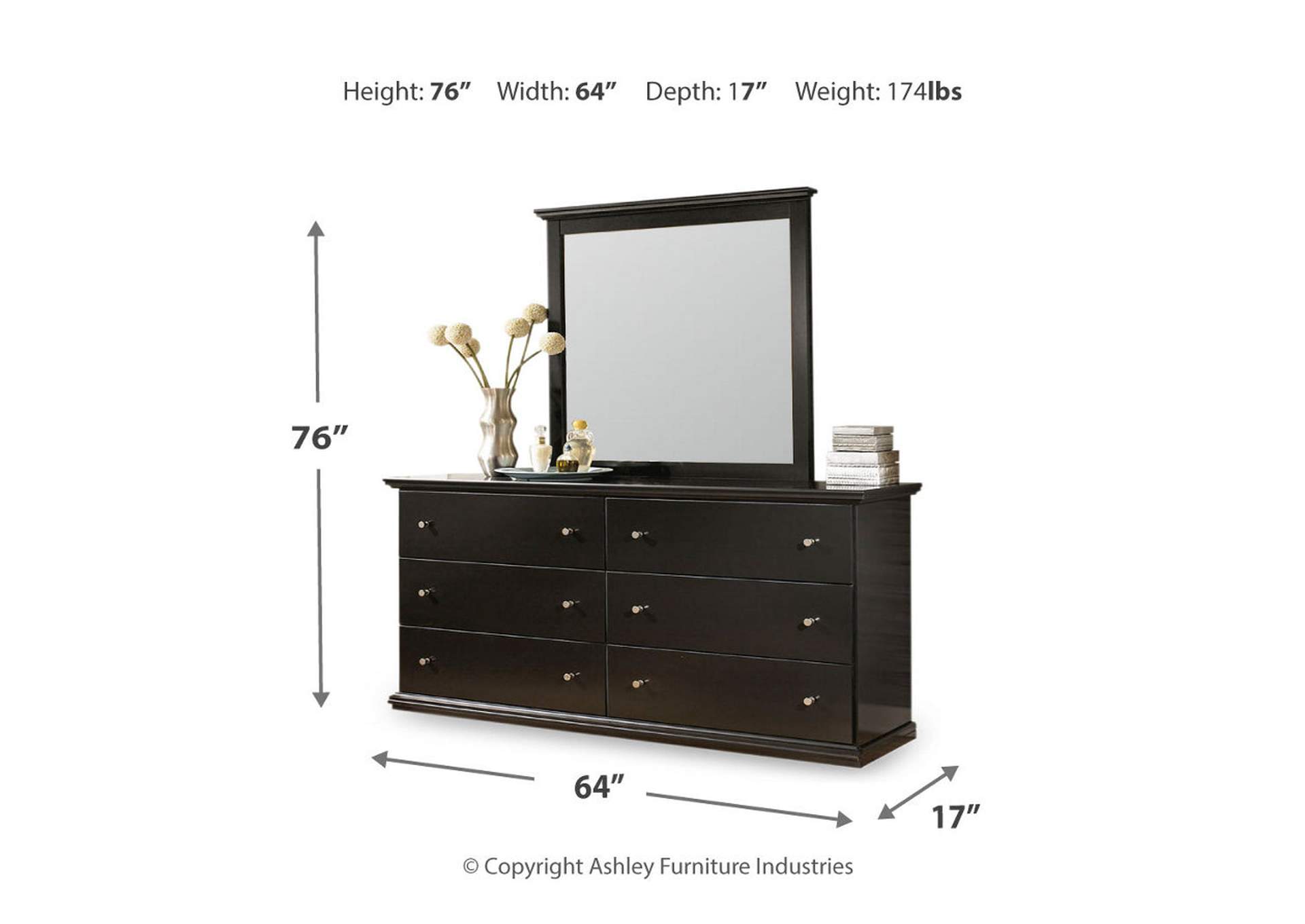 Maribel Queen Panel Bed with Mirrored Dresser and Nightstand,Signature Design By Ashley