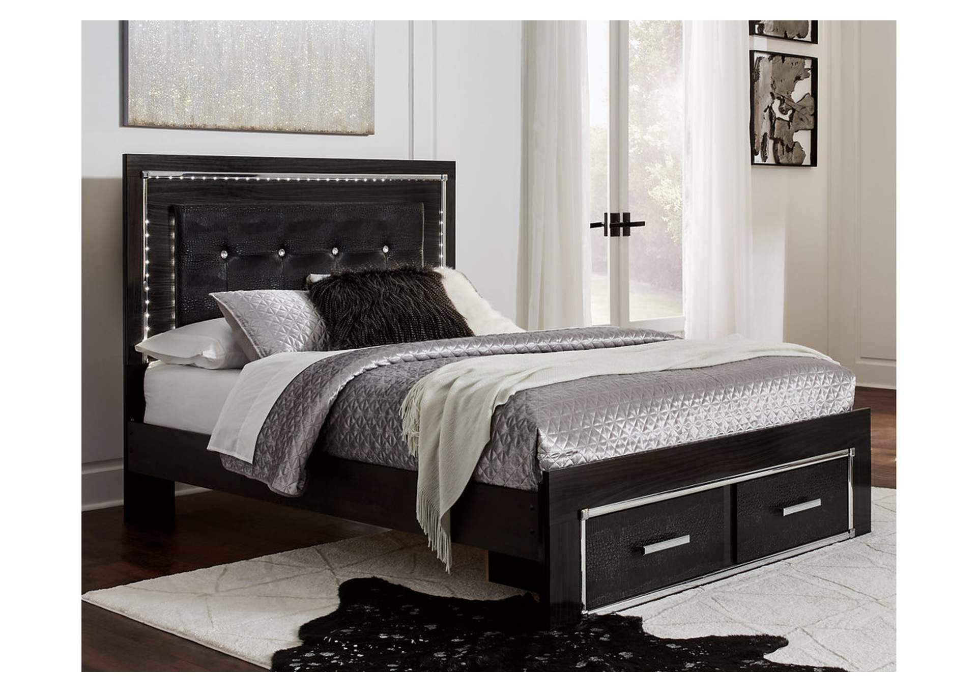 Kaydell Queen Upholstered Panel Storage Bed, Dresser, Mirror and 2 Nightstands,Signature Design By Ashley