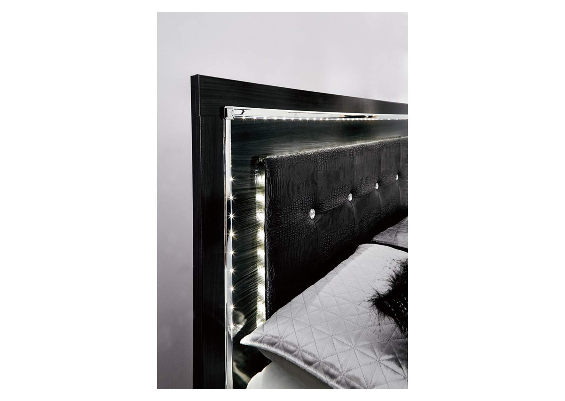 Kaydell King Panel Bed with Storage with Mirrored Dresser and Chest,Signature Design By Ashley