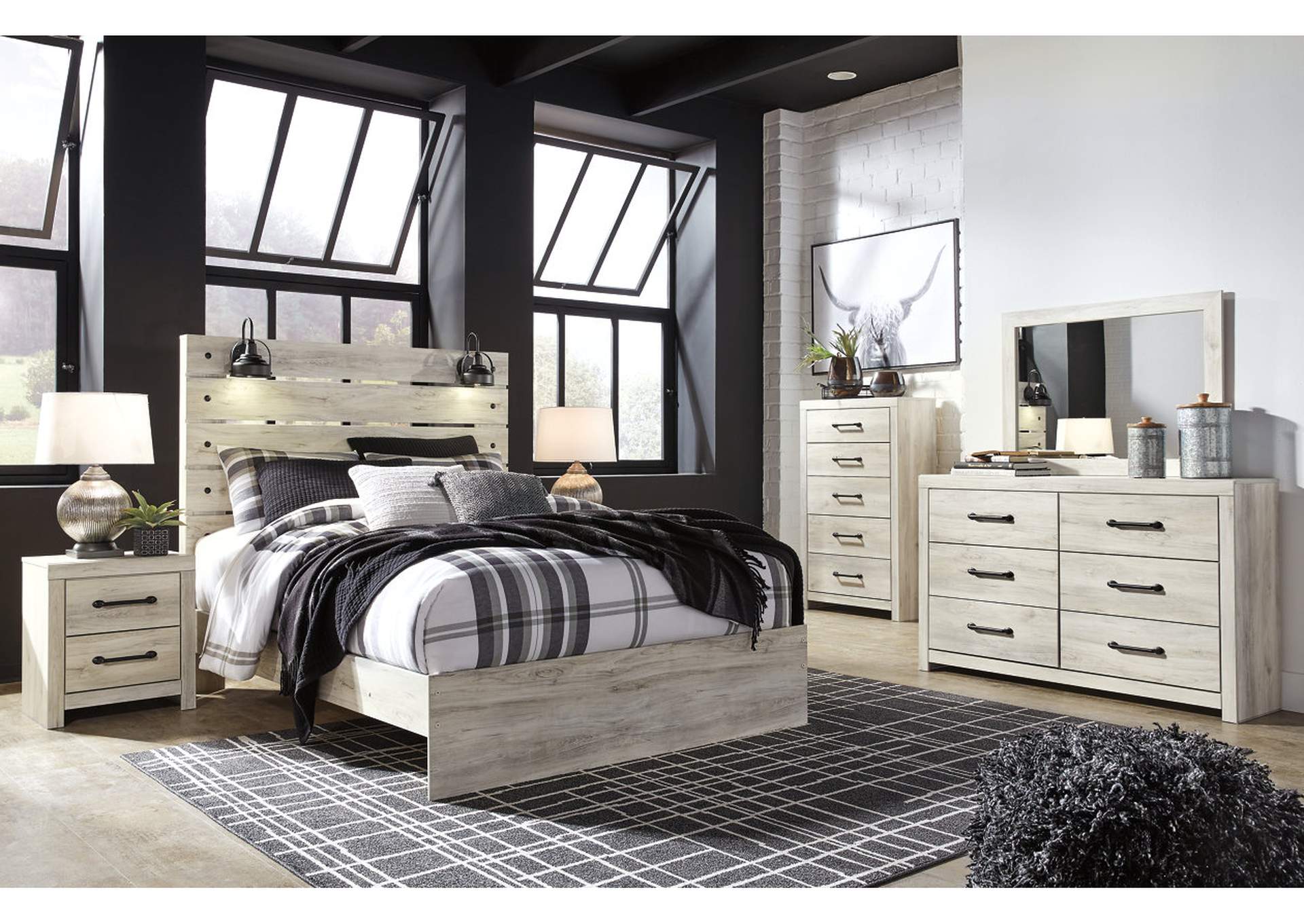 Cambeck Queen Panel Bed with Mirrored Dresser, Chest and 2 Nightstands,Signature Design By Ashley