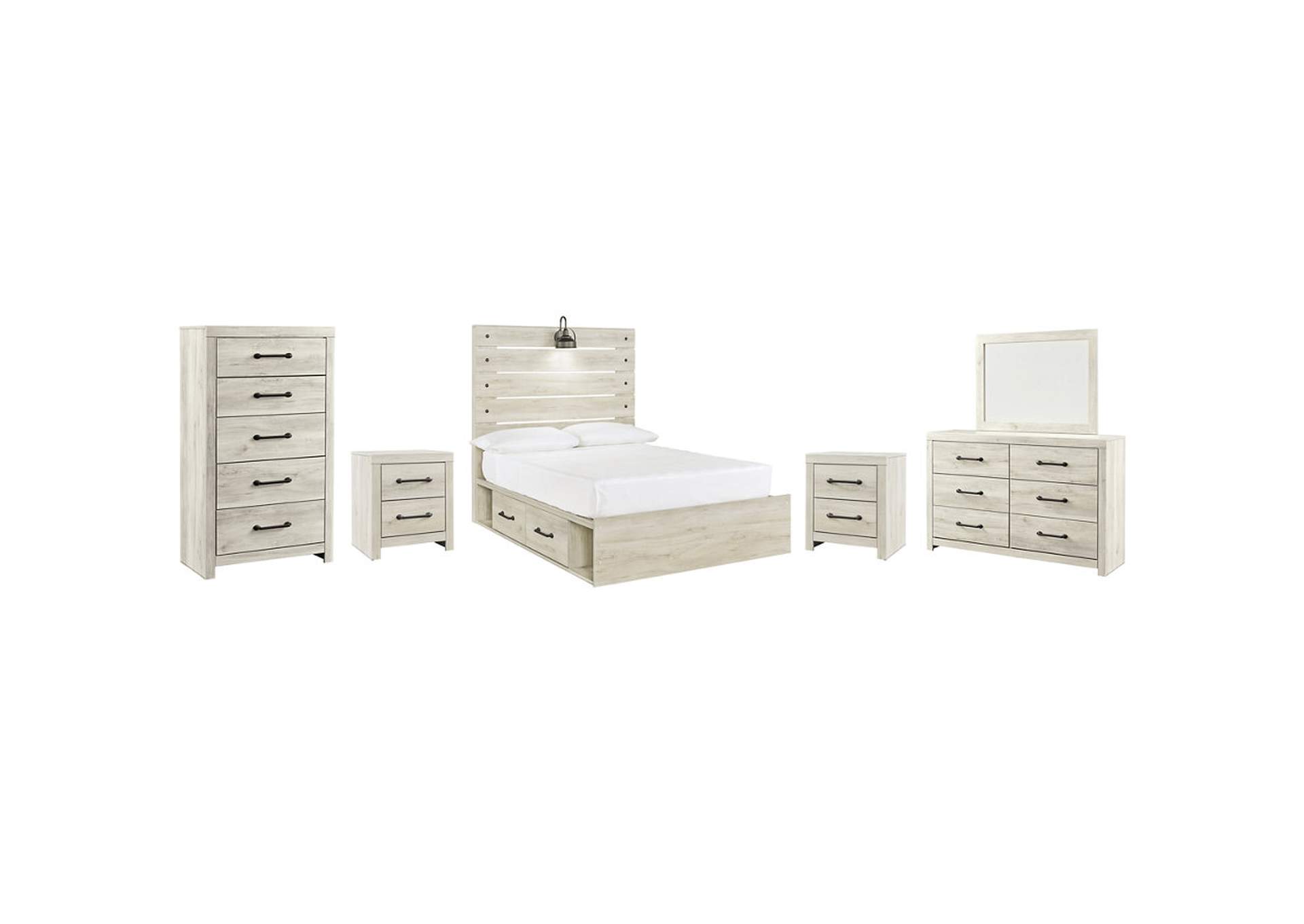 Cambeck Full Panel Bed with 4 Storage Drawers with Mirrored Dresser, Chest and 2 Nightstands,Signature Design By Ashley