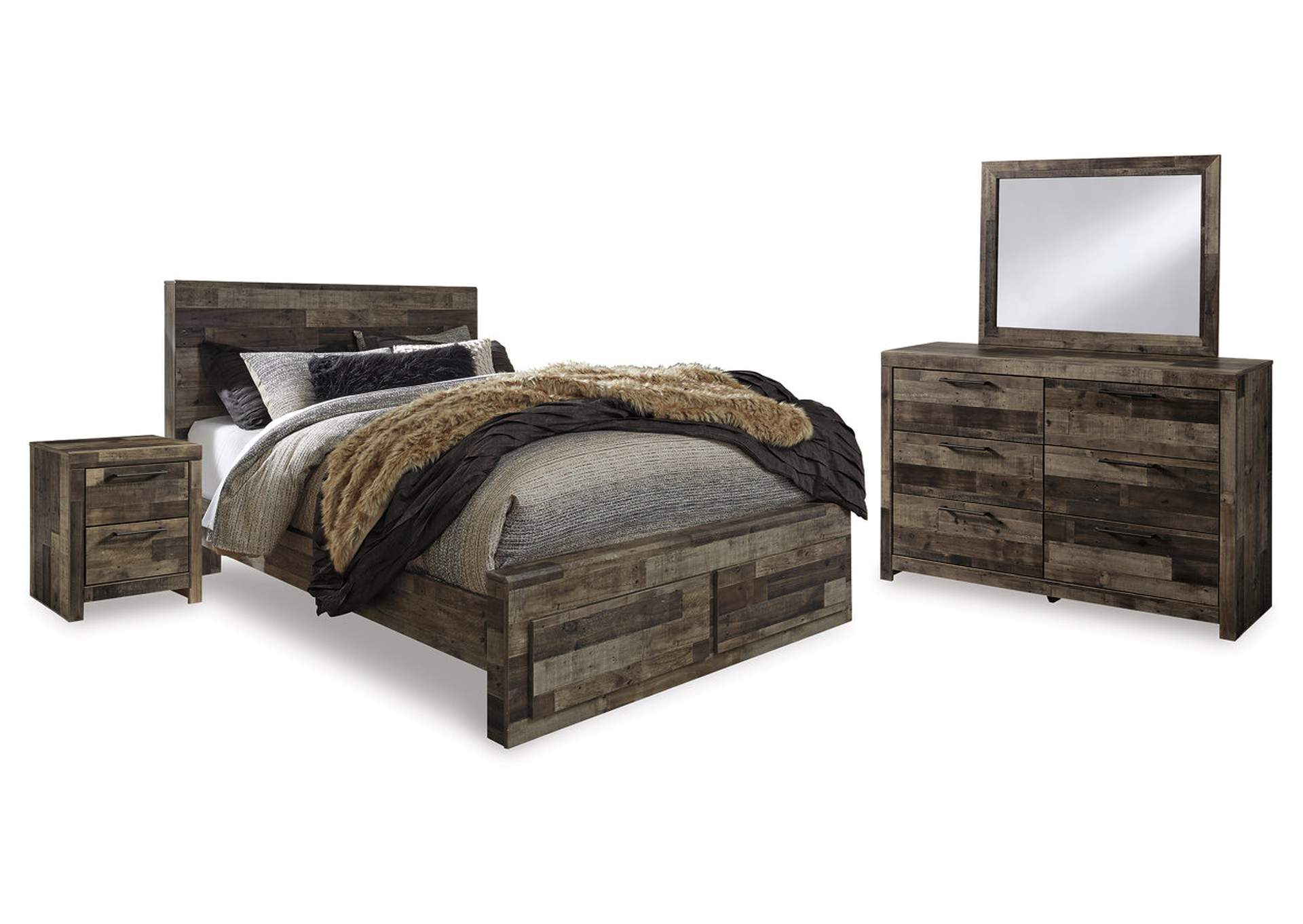 Derekson Queen Panel Storage Bed, Dresser, Mirror and 2 Nightstands,Signature Design By Ashley