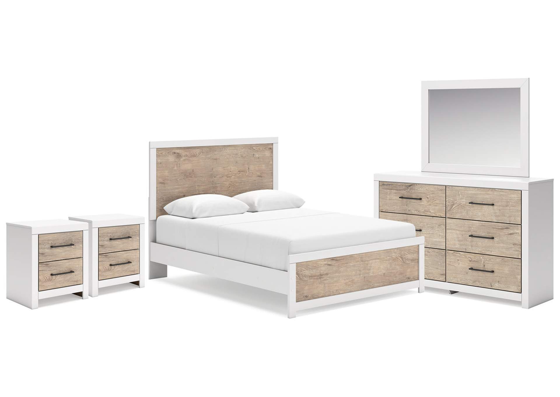 Charbitt Queen Panel Bed with Mirrored Dresser and 2 Nightstands,Signature Design By Ashley