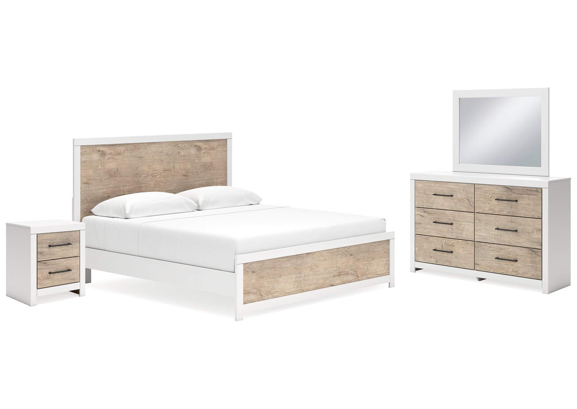 Charbitt King Panel Bed with Mirrored Dresser and Nightstand,Signature Design By Ashley