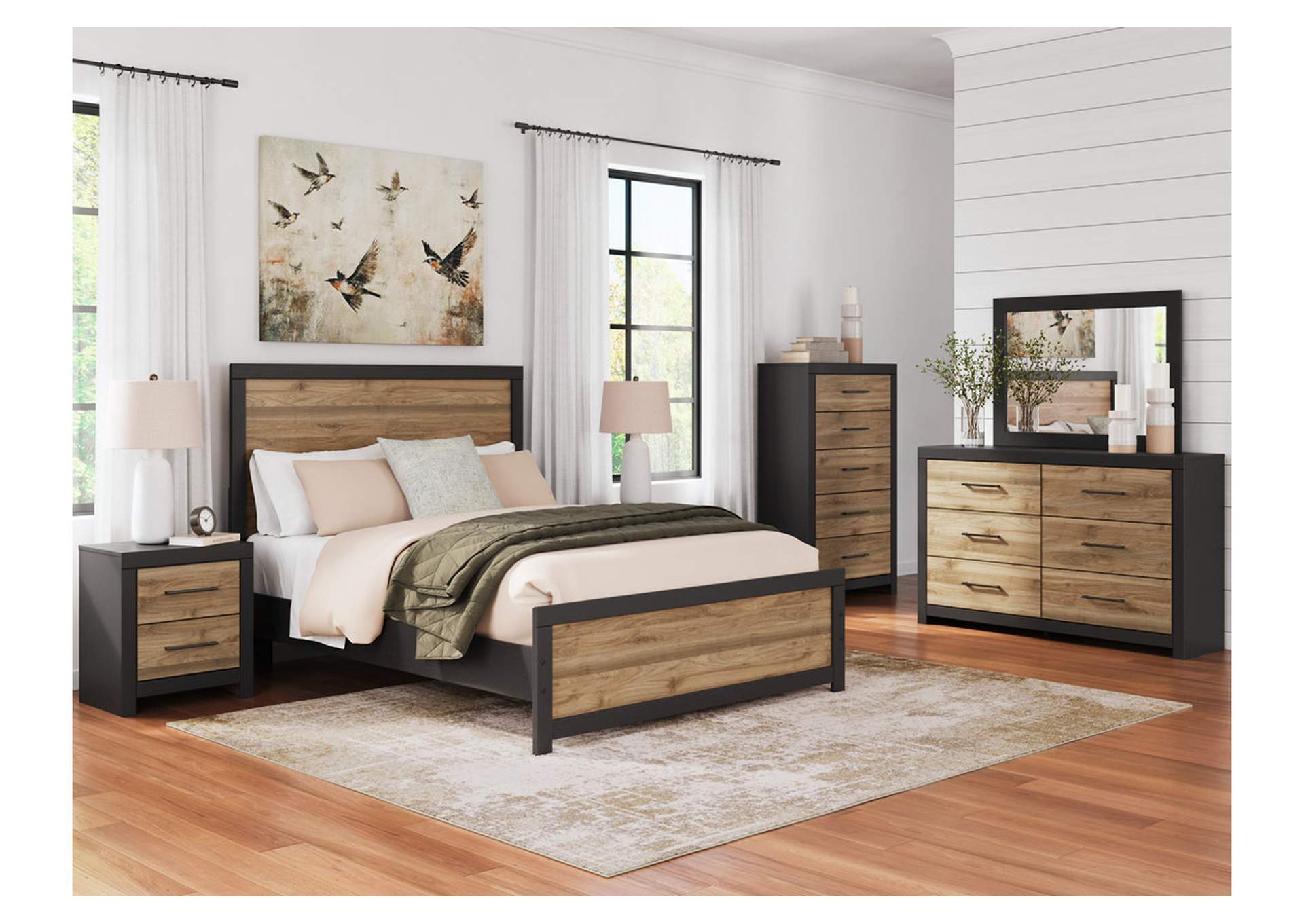 Vertani Queen Panel Bed with 2 Nightstands,Signature Design By Ashley