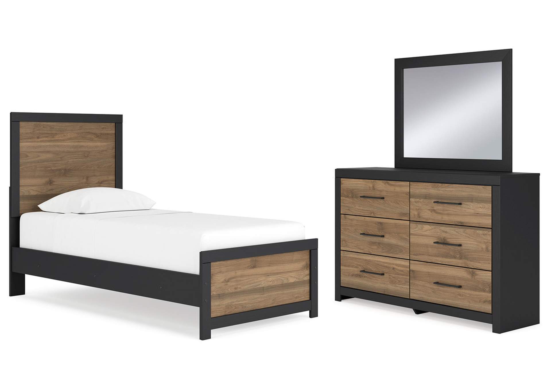 Vertani Twin Panel Bed with Mirrored Dresser,Signature Design By Ashley