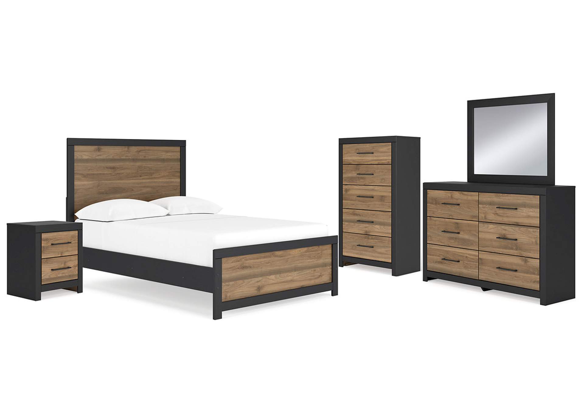 Vertani Full Panel Bed with Mirrored Dresser, Chest and Nightstand,Signature Design By Ashley