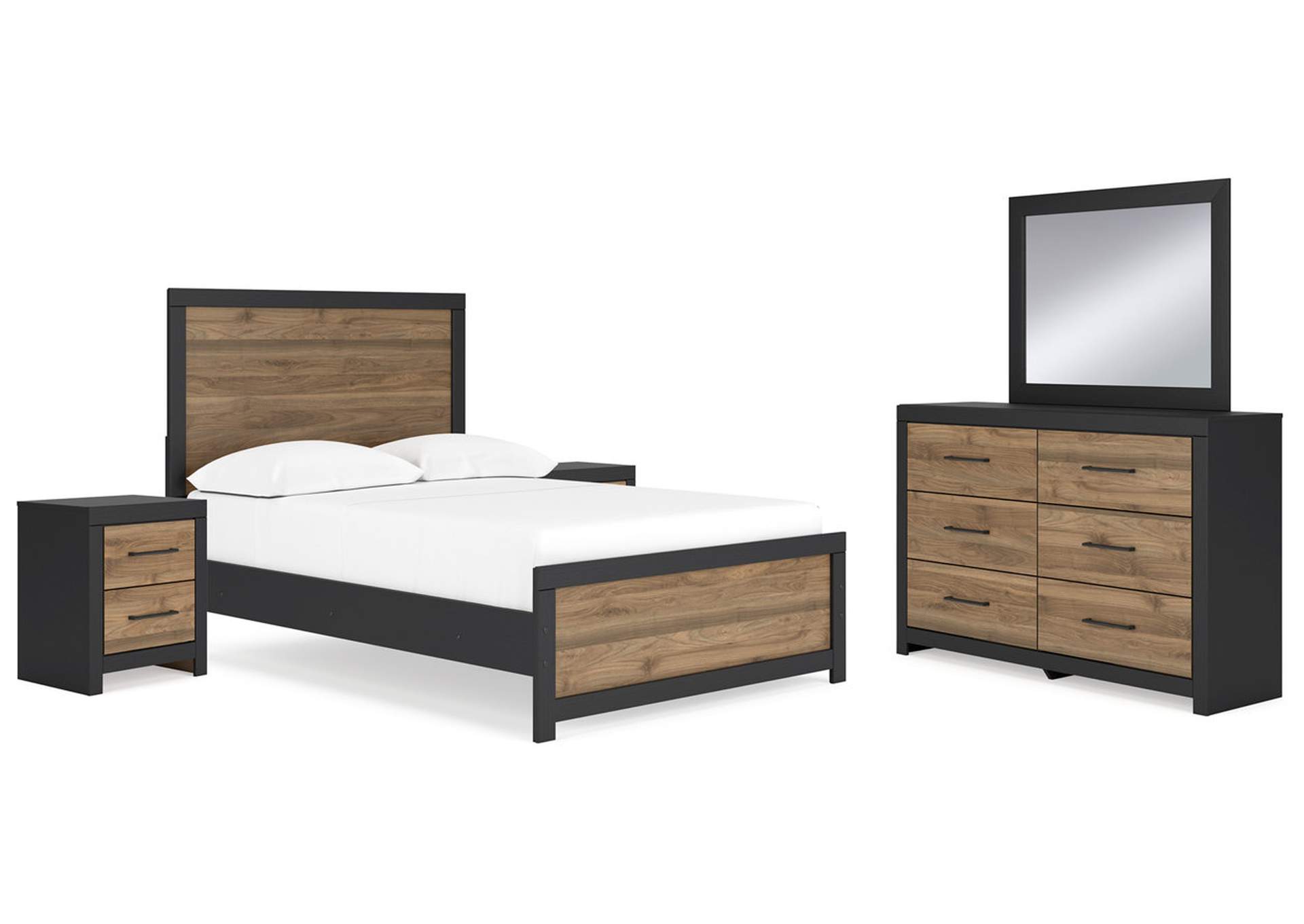 Vertani Full Panel Bed with Mirrored Dresser and 2 Nightstands,Signature Design By Ashley