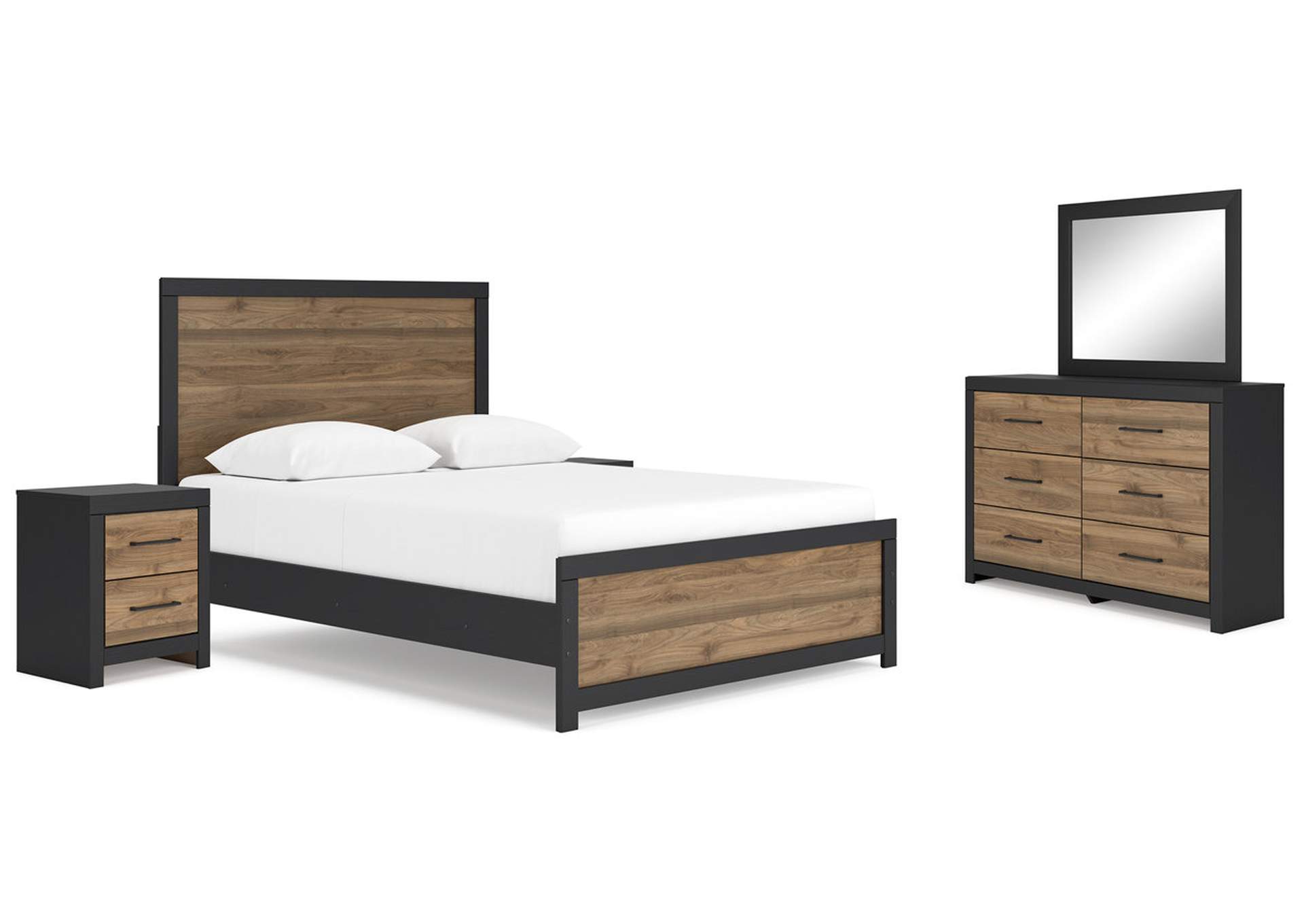 Vertani Queen Panel Bed with Mirrored Dresser and 2 Nightstands,Signature Design By Ashley