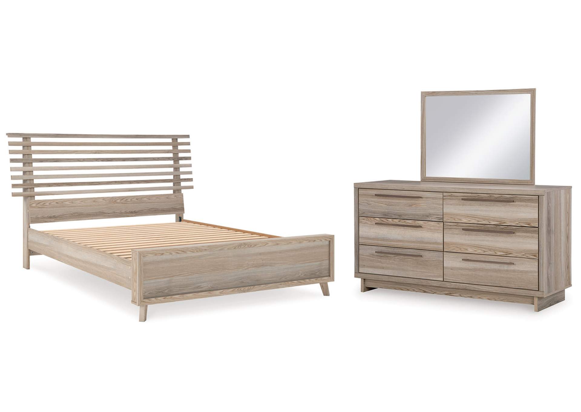 Hasbrick Queen Panel Bed with Mirrored Dresser,Signature Design By Ashley