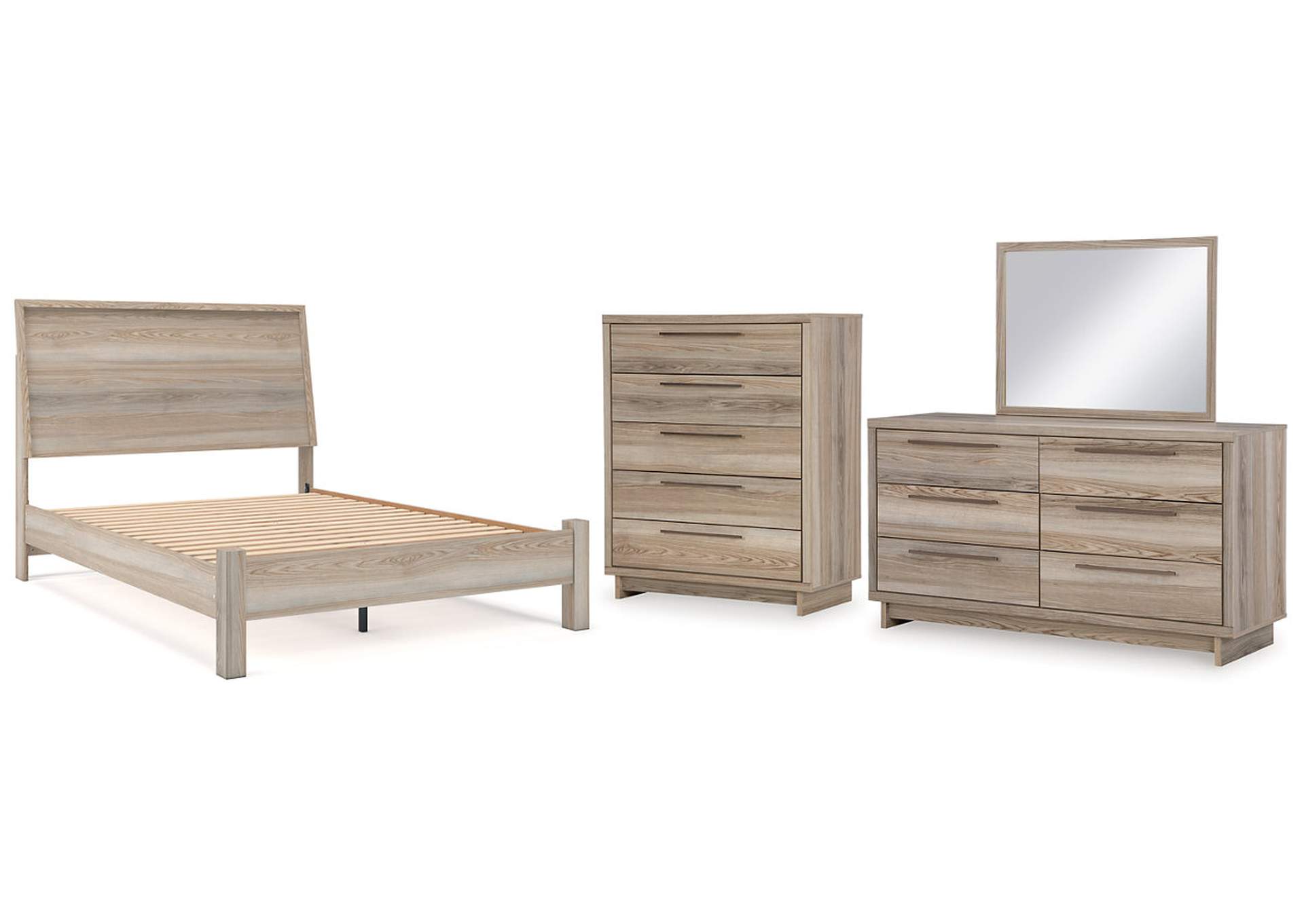 Hasbrick Queen Panel Bed with Mirrored Dresser and Chest,Signature Design By Ashley