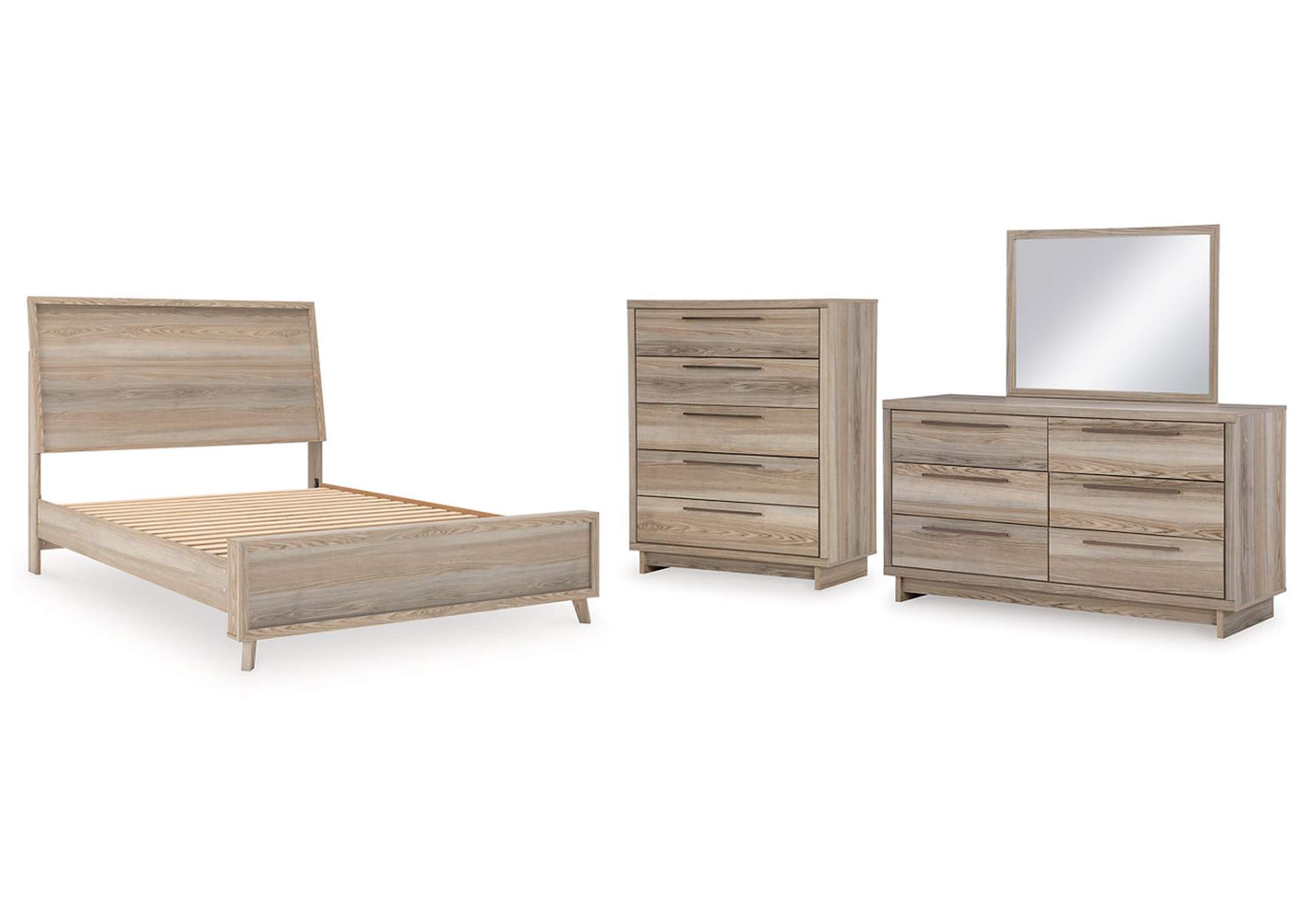 Hasbrick Queen Panel Bed with Mirrored Dresser and Chest,Signature Design By Ashley