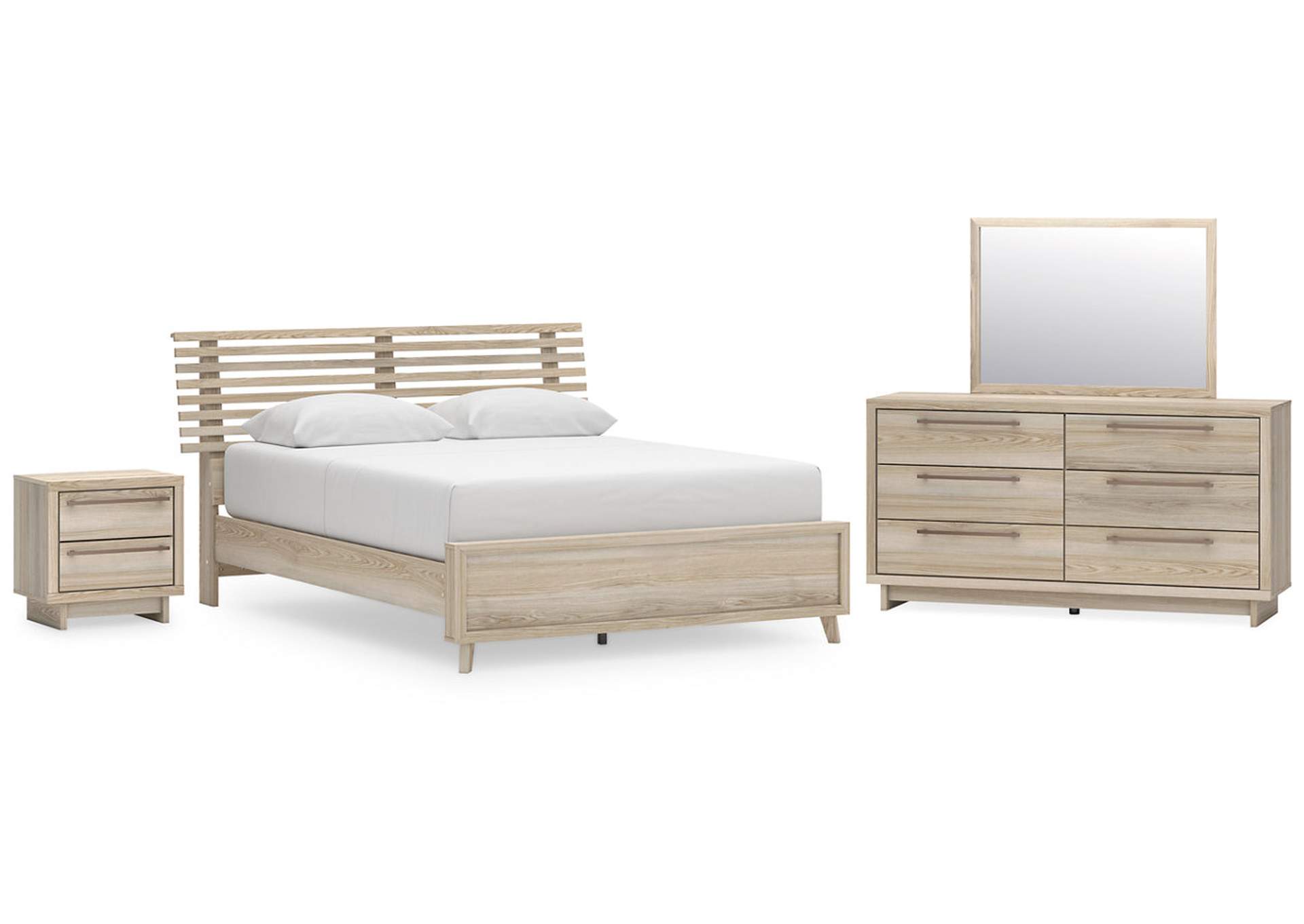 Hasbrick Queen Panel Bed with Mirrored Dresser and Nightstand,Signature Design By Ashley