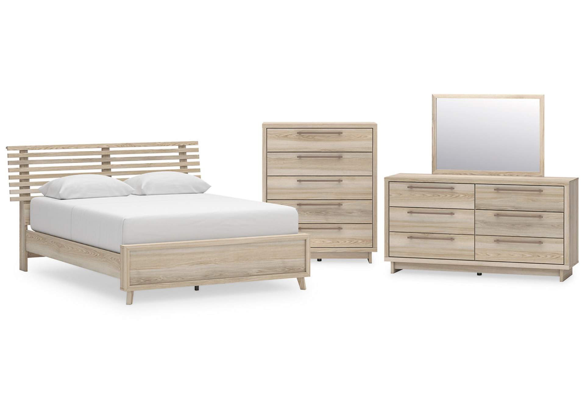 Hasbrick Queen Panel Bed with Mirrored Dresser and Chest,Signature Design By Ashley