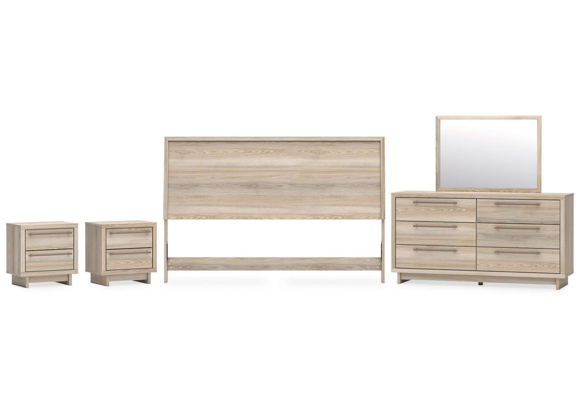 Hasbrick King Panel Headboard with Mirrored Dresser and 2 Nightstands,Signature Design By Ashley