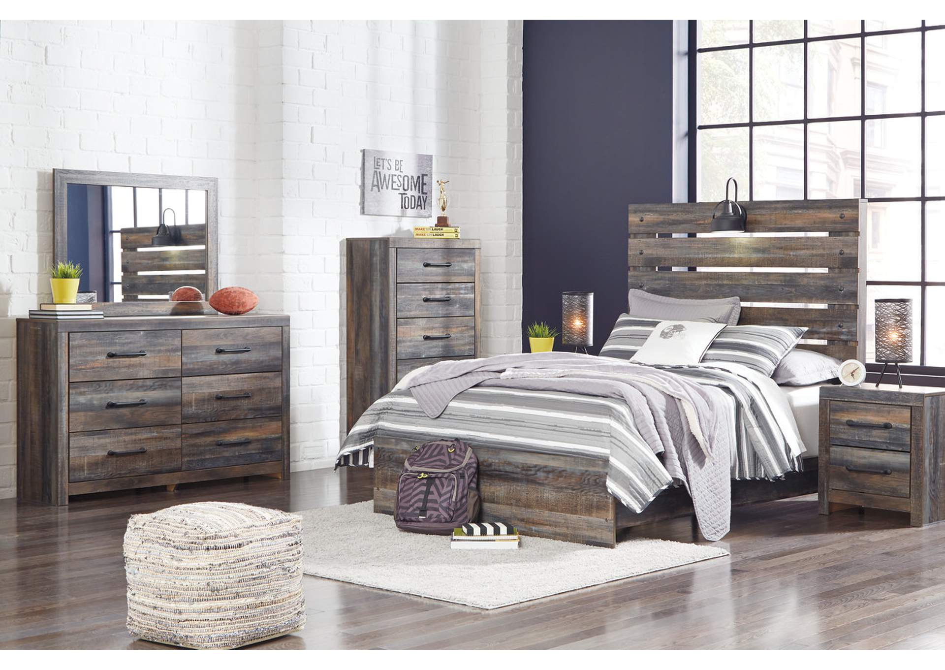 Drystan Full Panel Bed with Mirrored Dresser and 2 Nightstands,Signature Design By Ashley