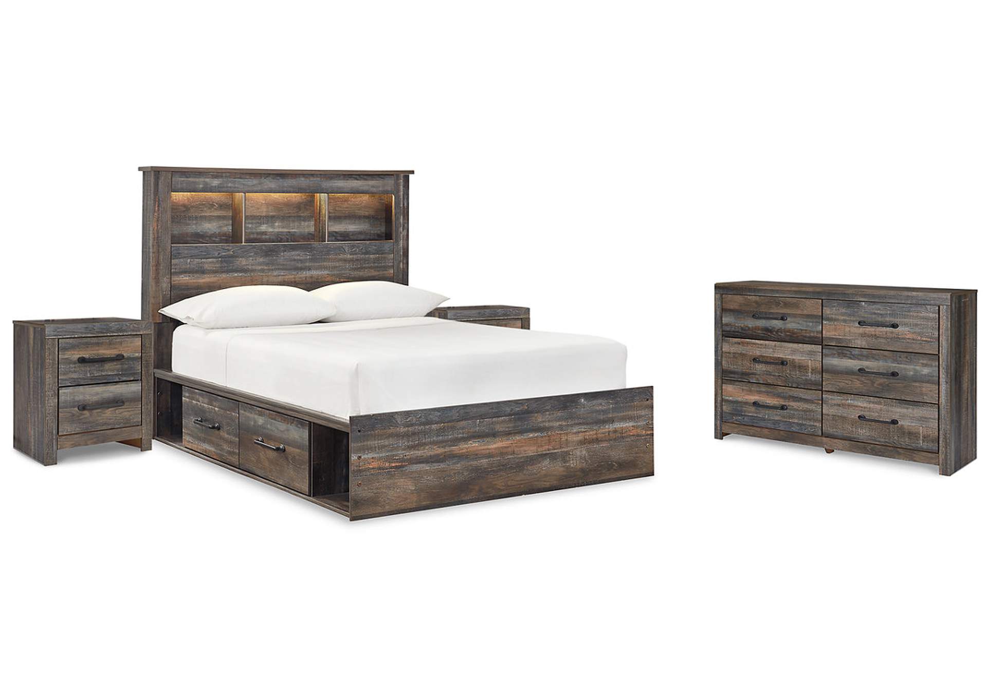 Drystan Twin Bookcase Bed with 2 sided Storage, Dresser and Nightstand,Signature Design By Ashley