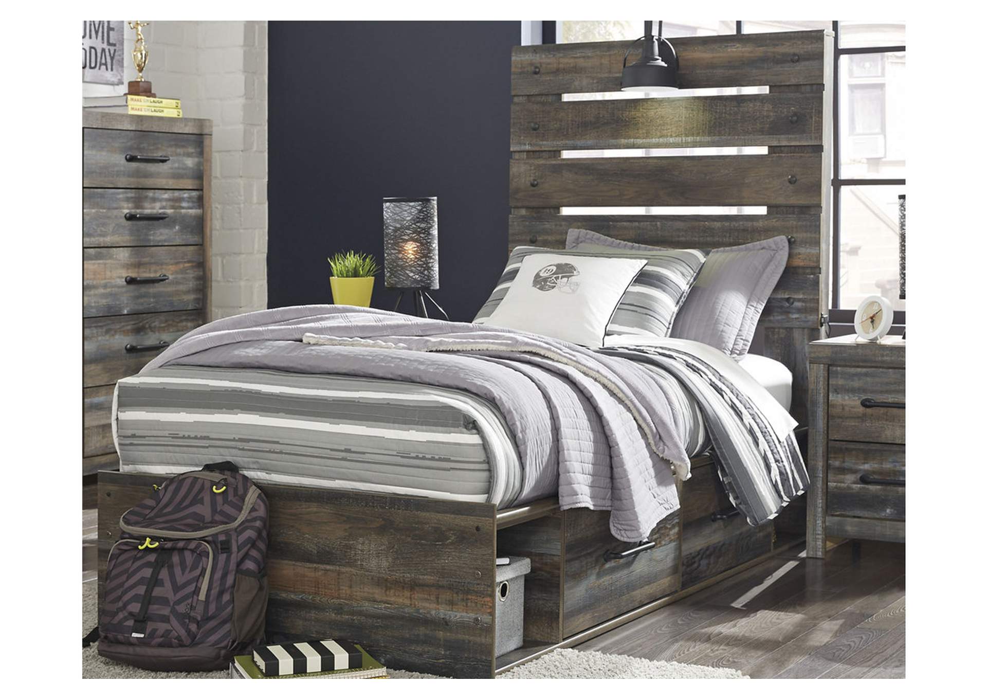 Drystan Twin Panel Bed with 4 Storage Drawers with Dresser,Signature Design By Ashley