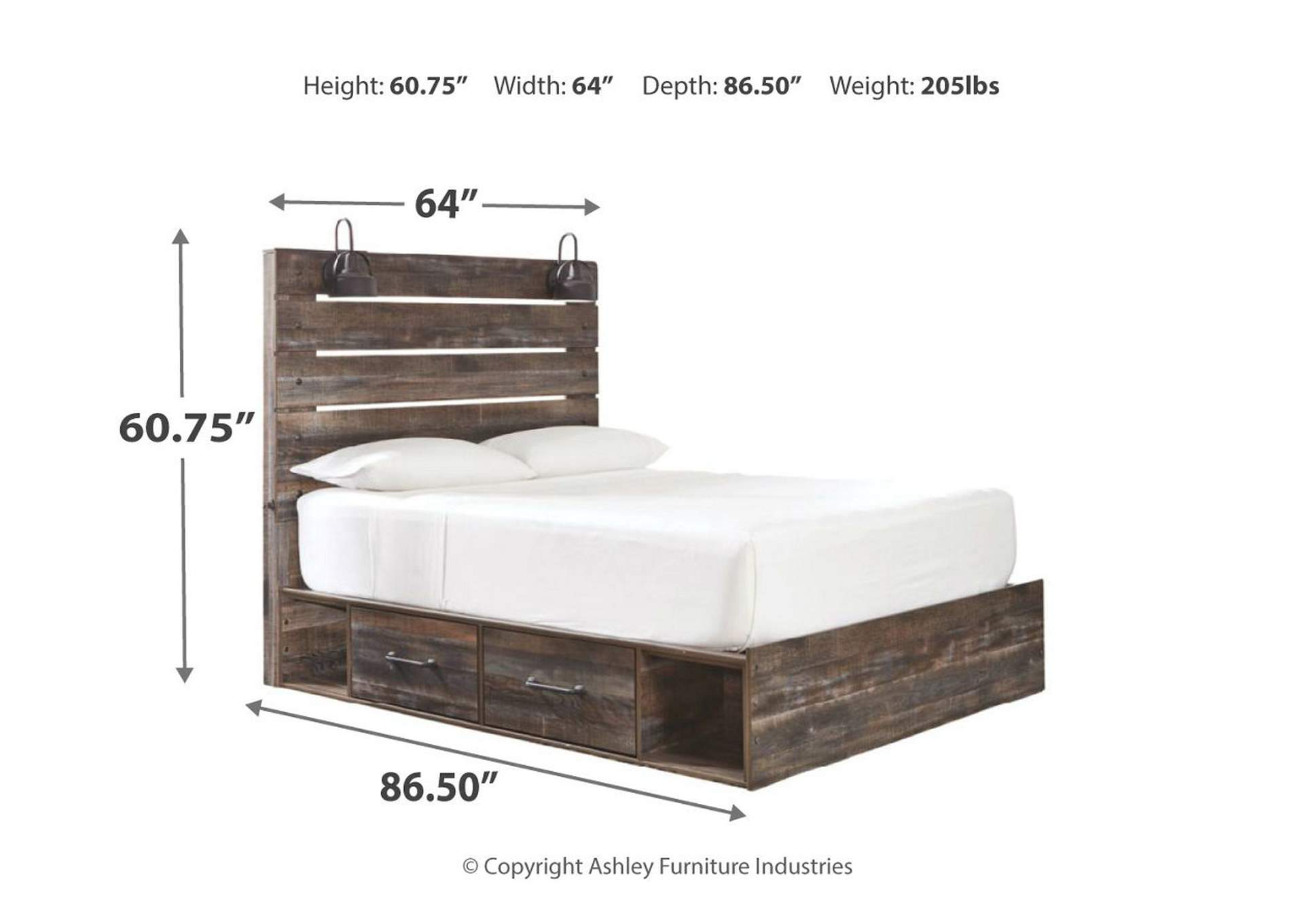 Drystan Twin Panel Bed with 2 Storage Drawers with Mirrored Dresser,Signature Design By Ashley