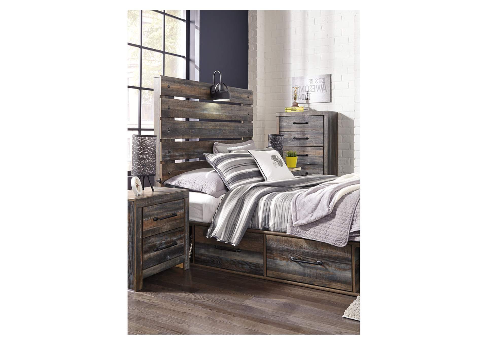 Drystan Full Panel Bed with 4 Storage Drawers with Mirrored Dresser,Signature Design By Ashley