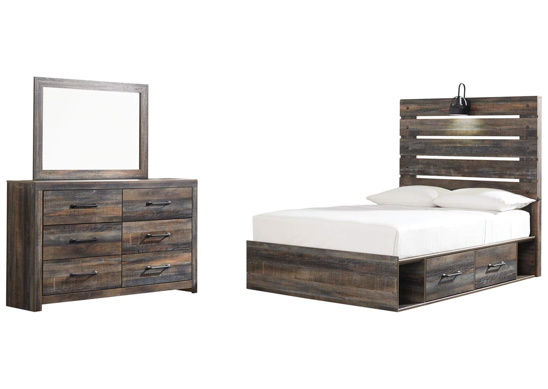Drystan Full Panel Bed with 4 Storage Drawers with Mirrored Dresser,Signature Design By Ashley