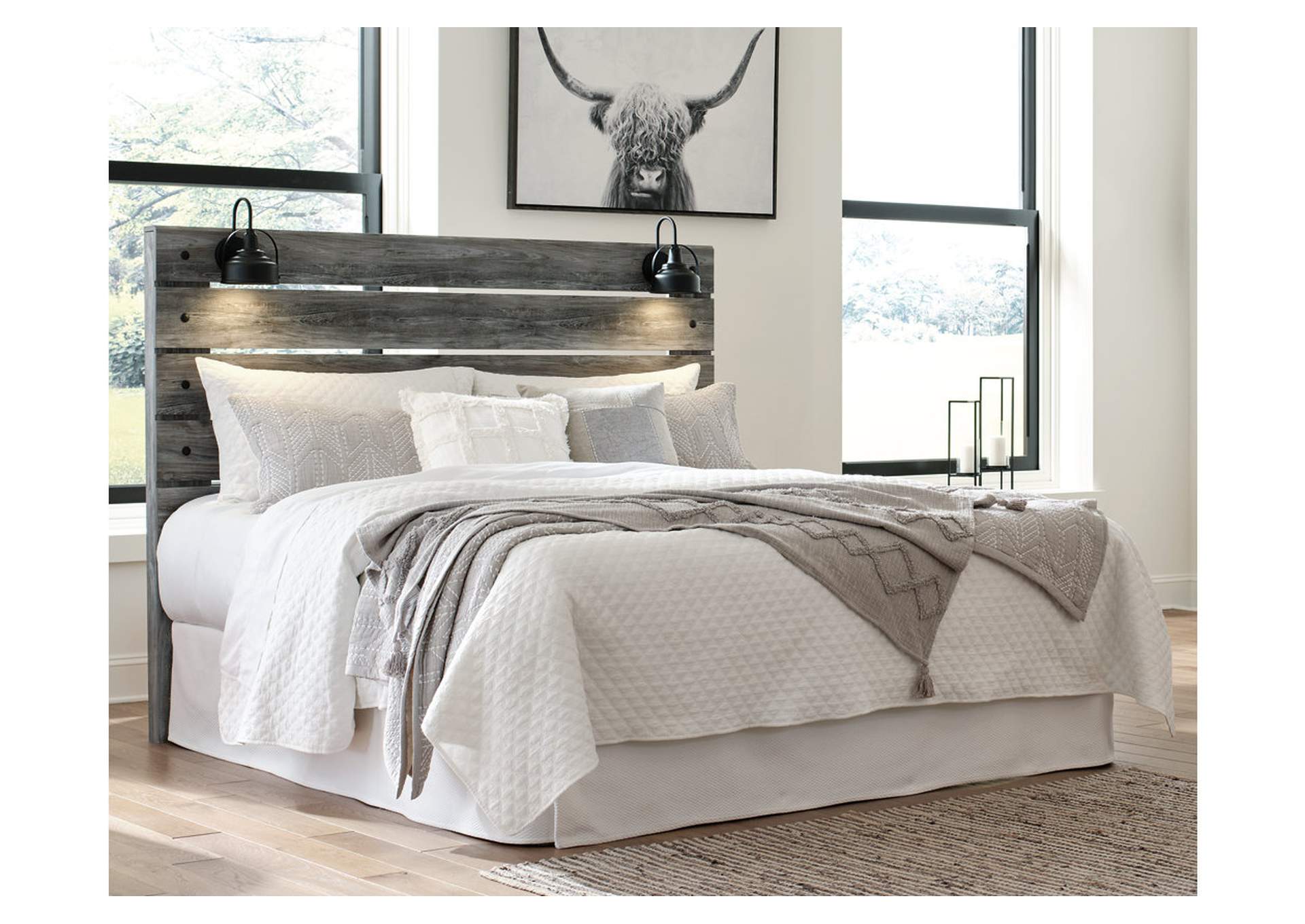 Baystorm King Panel Headboard with Mirrored Dresser and Chest,Signature Design By Ashley