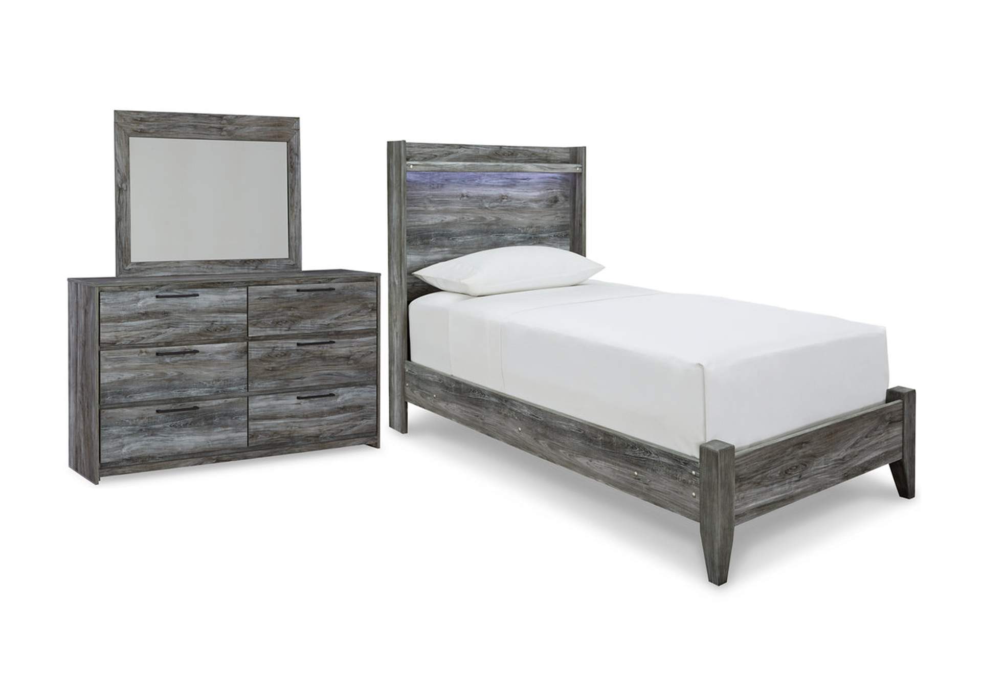 Baystorm Twin Panel Bed with Mirrored Dresser,Signature Design By Ashley