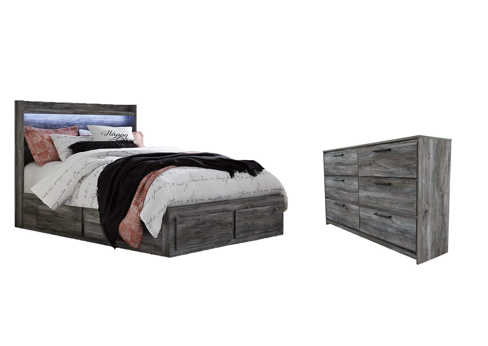 Baystorm Queen Panel Bed with 6 Storage Drawers with Dresser,Signature Design By Ashley