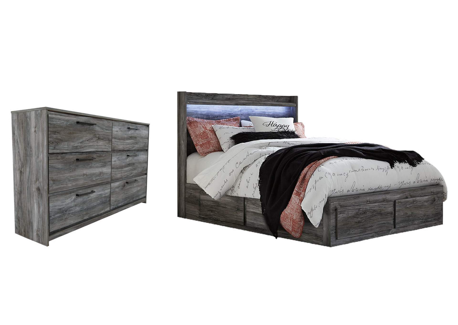 Baystorm Queen Panel Bed with 4 Storage Drawers with Dresser,Signature Design By Ashley