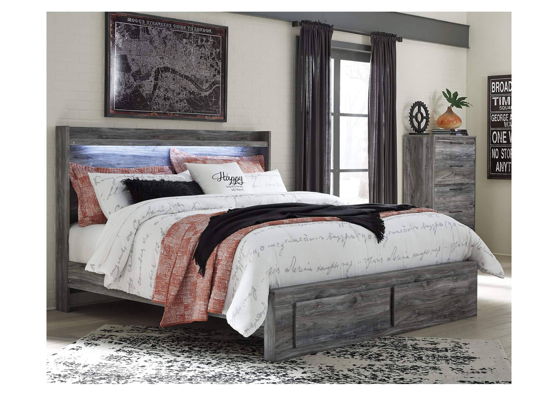 Baystorm Queen Panel Bed with 2 Storage Drawers and Chest,Signature Design By Ashley