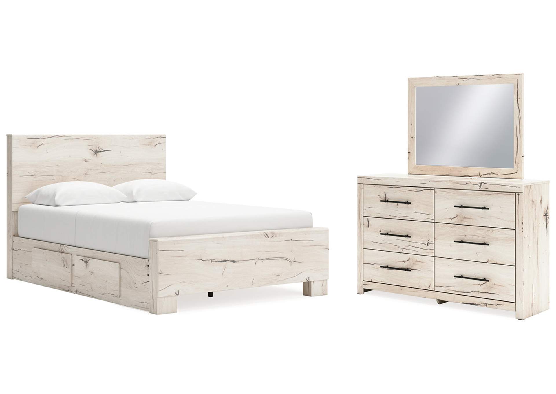 Lawroy Queen Panel Bed with Mirrored Dresser,Signature Design By Ashley