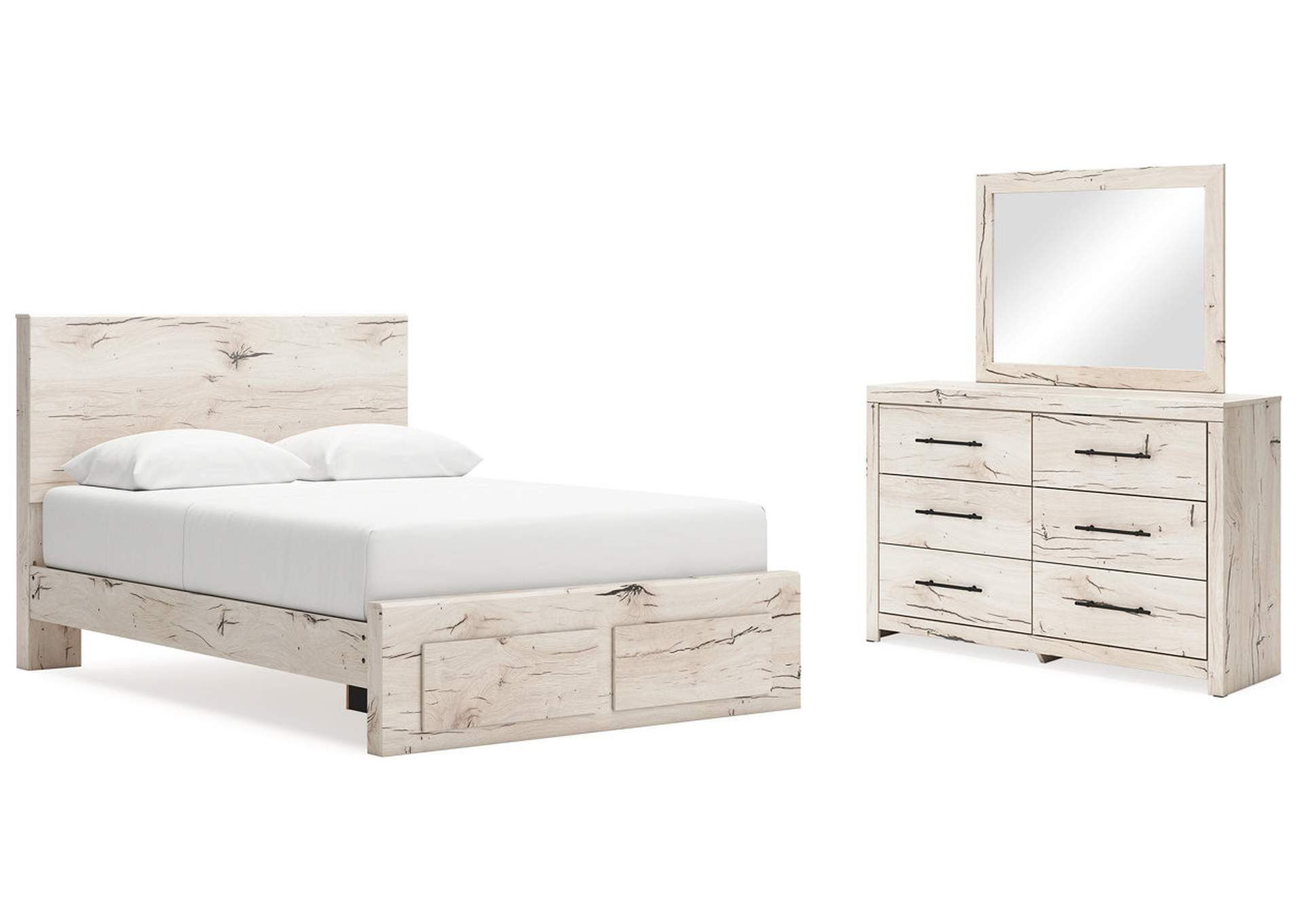 Lawroy Queen Panel Storage Bed with Mirrored Dresser,Signature Design By Ashley