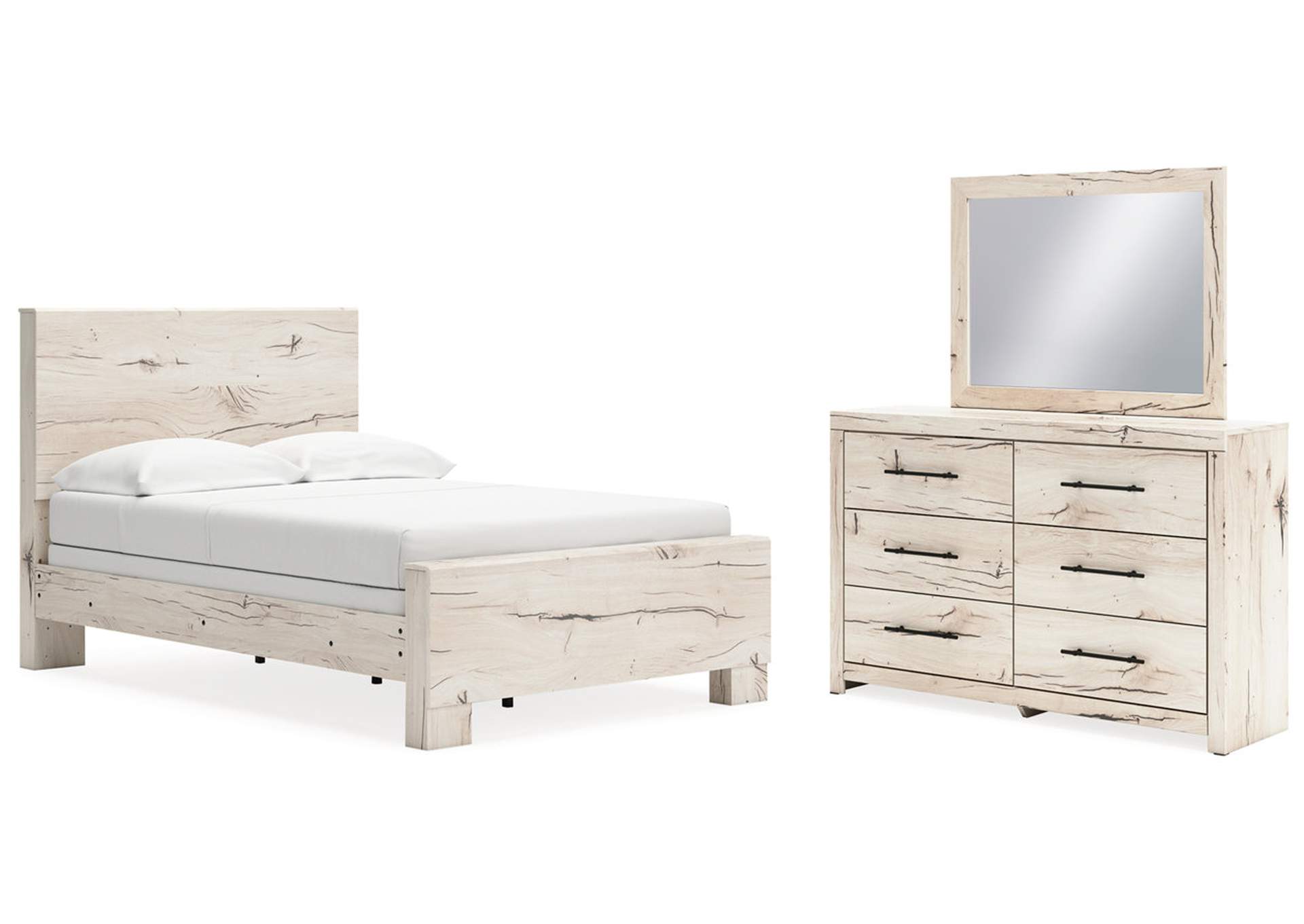 Lawroy Full Panel Bed with Mirrored Dresser,Benchcraft