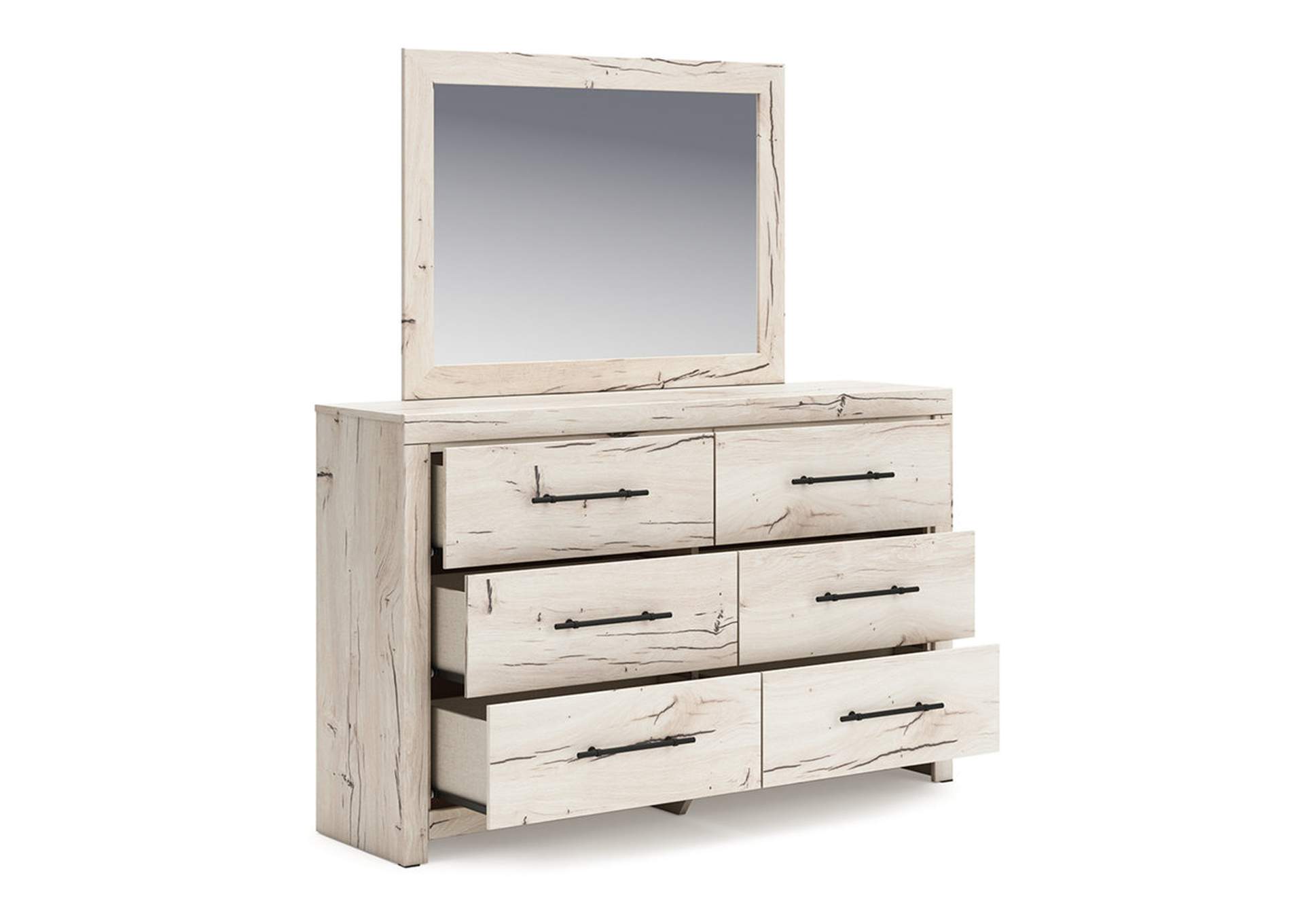 Lawroy Twin Panel Bed with Mirrored Dresser,Benchcraft