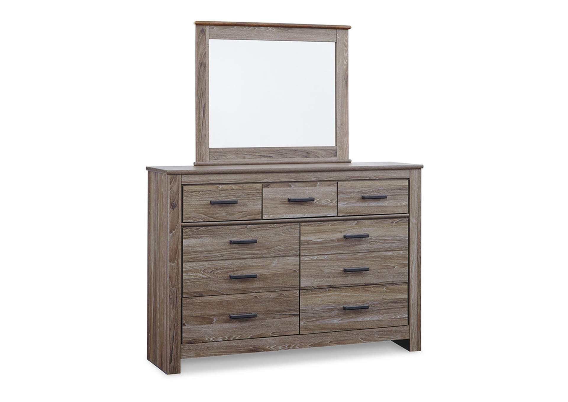 Zelen Queen/Full Panel Headboard Bed with Mirrored Dresser and Chest,Signature Design By Ashley