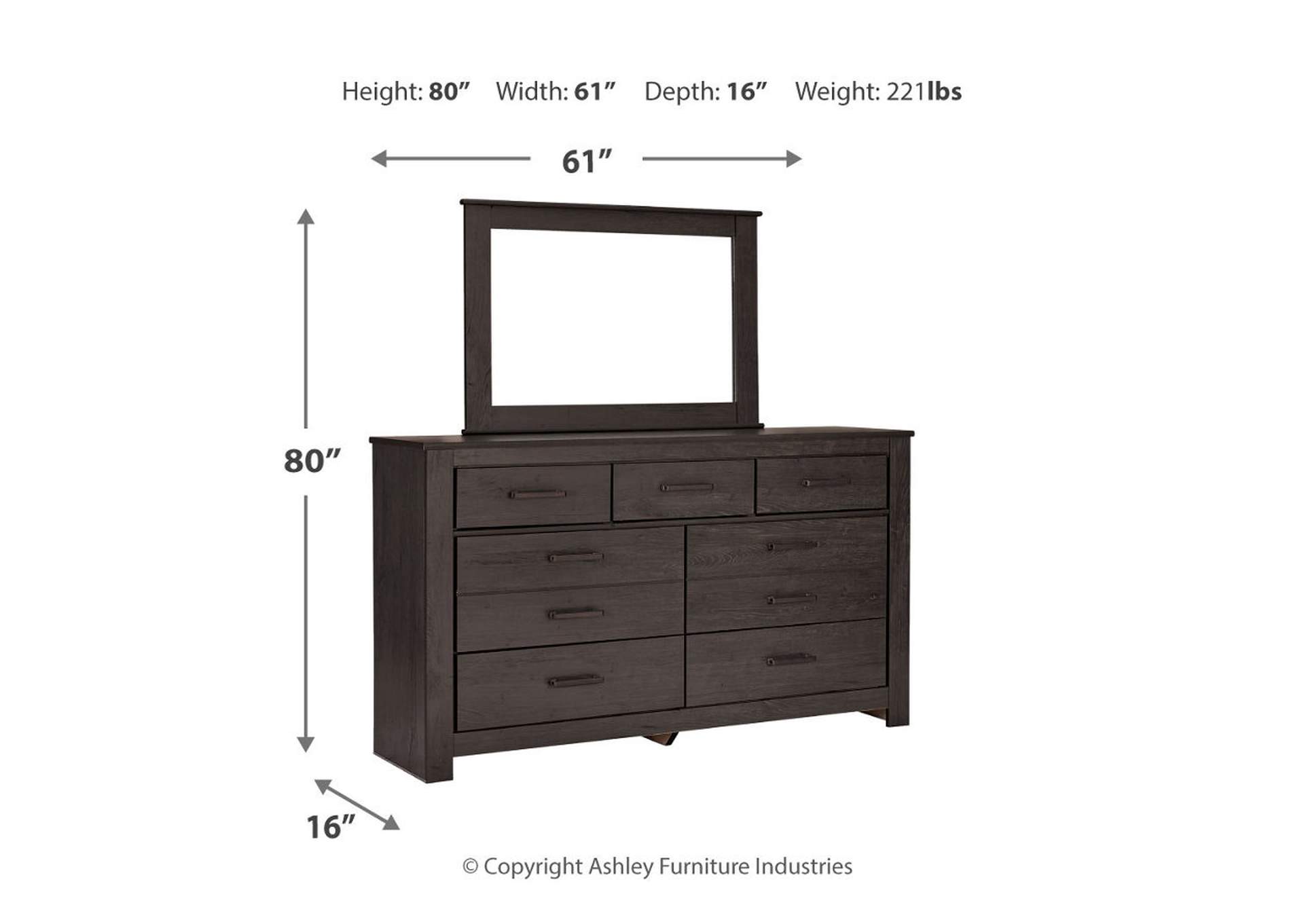 Brinxton Queen/Full Panel Headboard Bed with Mirrored Dresser and Chest,Signature Design By Ashley