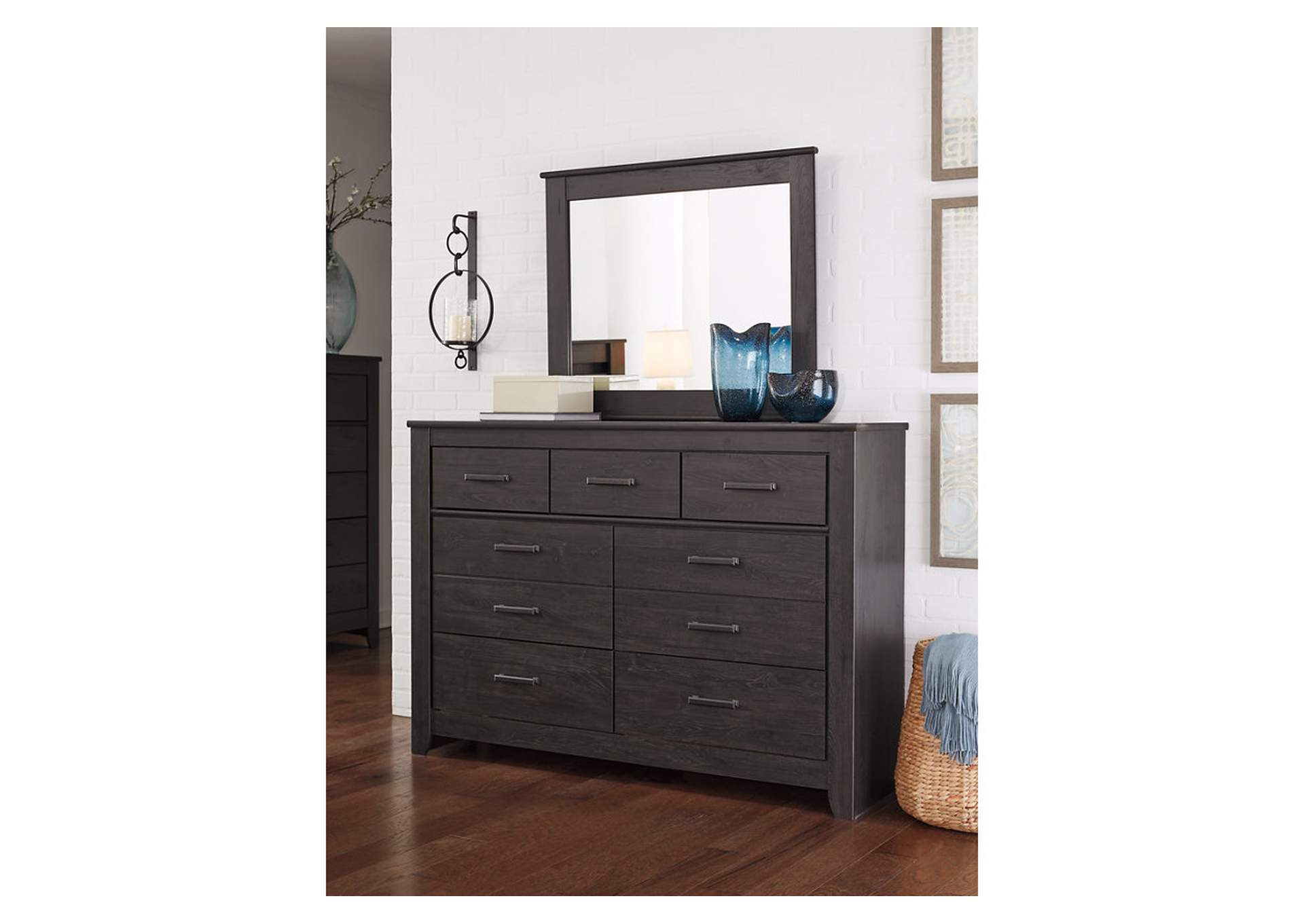 Brinxton King Panel Bed with Mirrored Dresser,Signature Design By Ashley