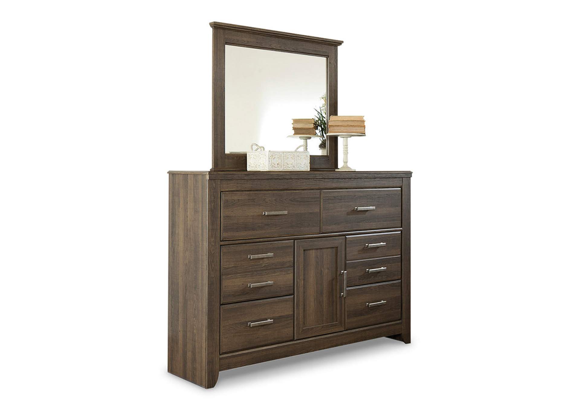 Juararo King Poster Bed with Mirrored Dresser and Nightstand,Signature Design By Ashley