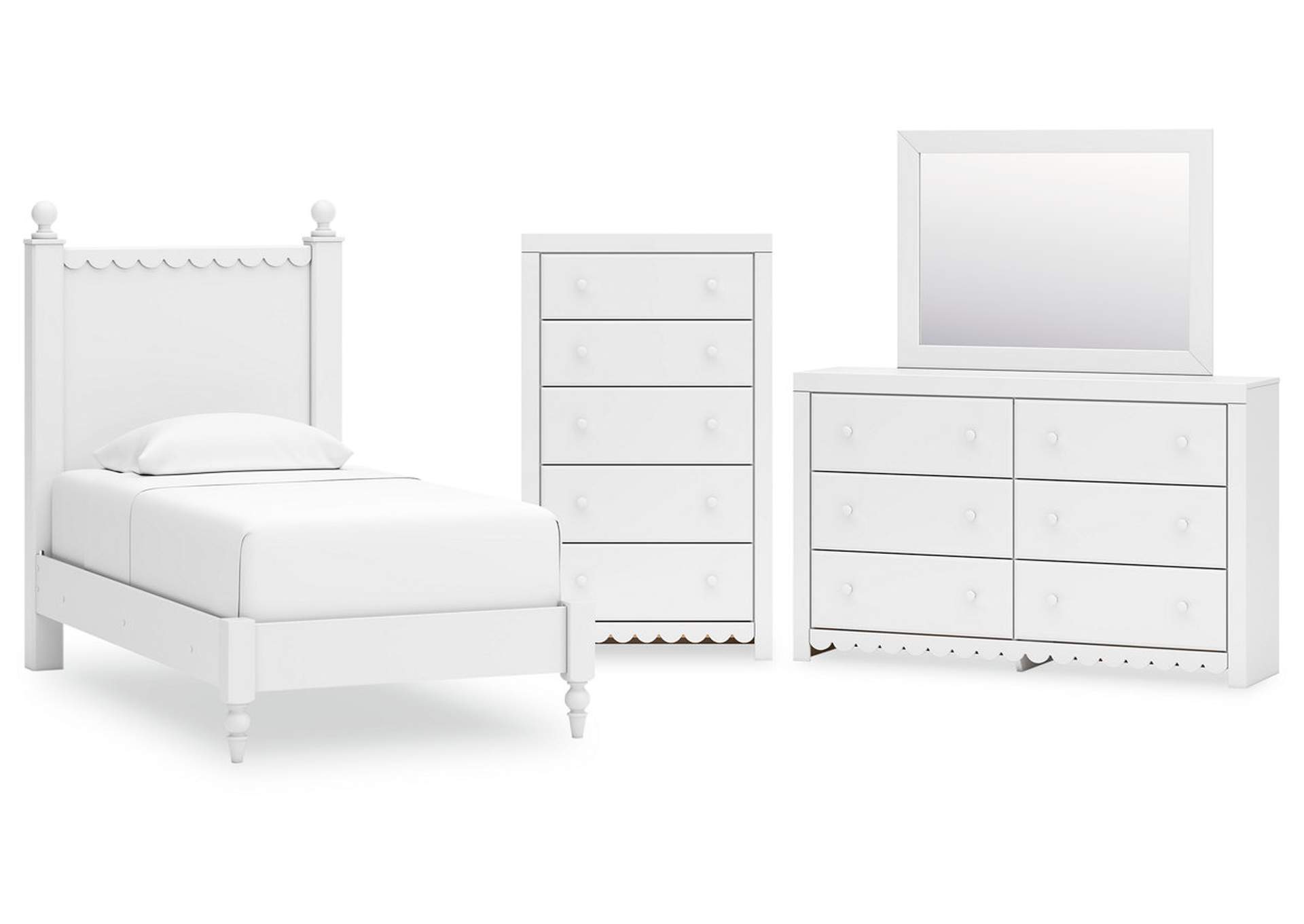 Mollviney Twin Panel Bed with Mirrored Dresser and Chest,Signature Design By Ashley