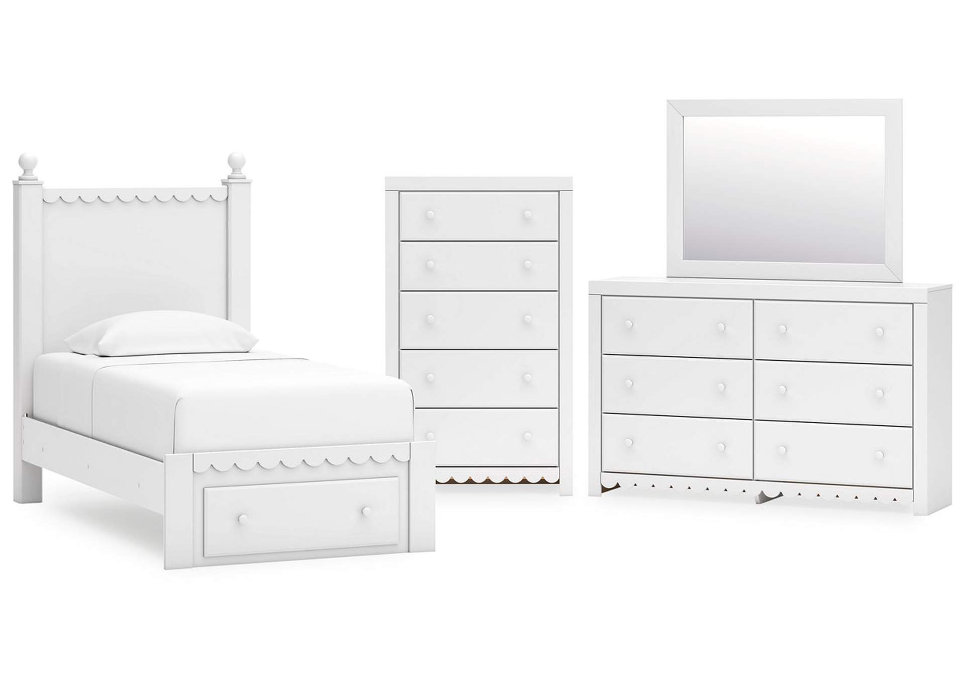 Mollviney Twin Panel Storage Bed with Mirrored Dresser and Chest,Signature Design By Ashley