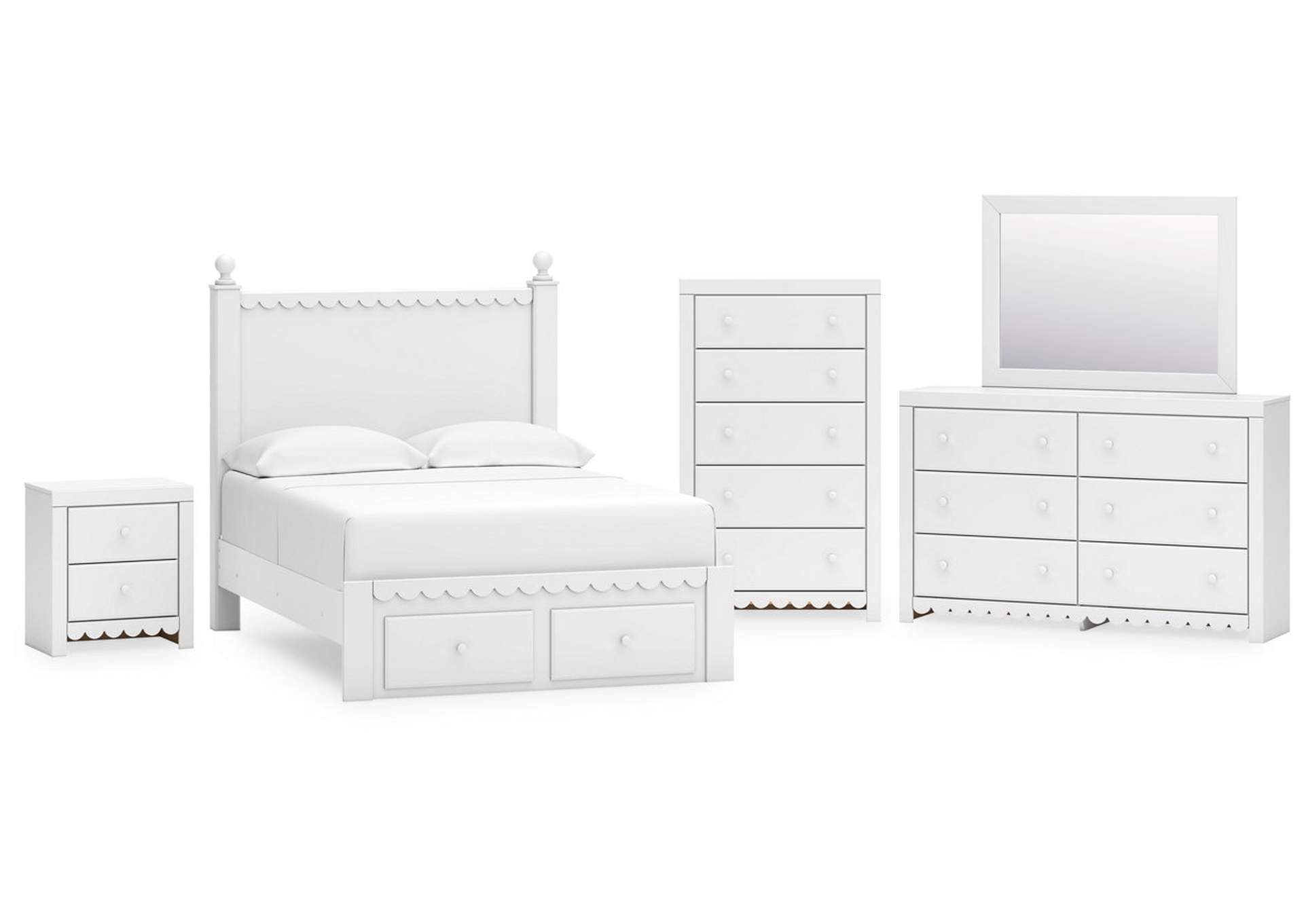 Mollviney Full Panel Storage Bed with Mirrored Dresser, Chest and Nightstand,Signature Design By Ashley