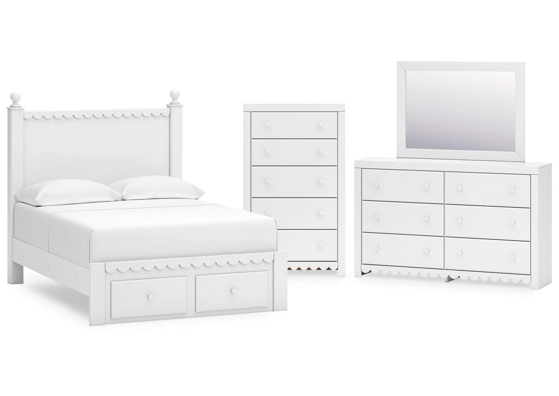 Mollviney Full Panel Storage Bed with Mirrored Dresser and Chest,Signature Design By Ashley