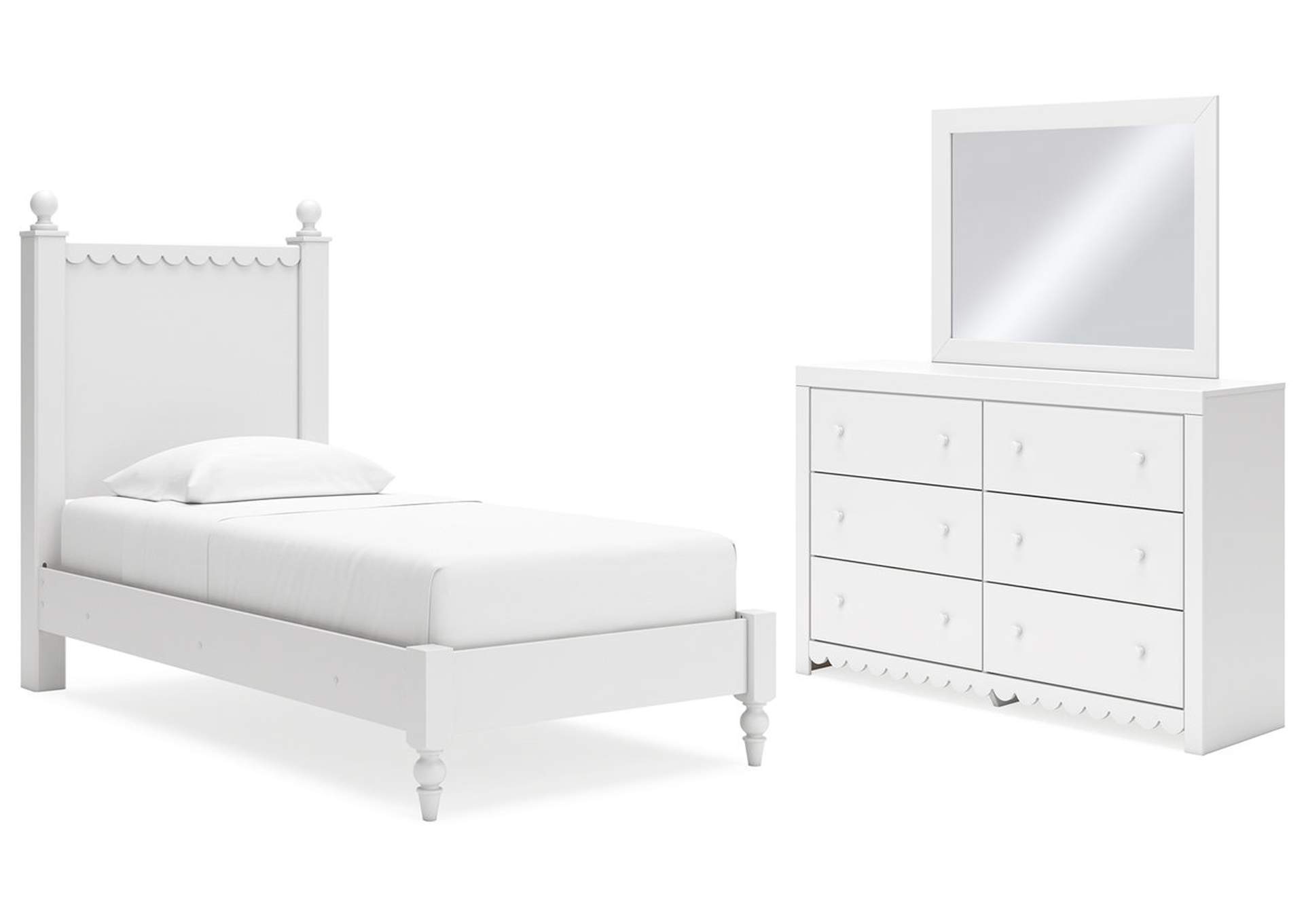 Mollviney Twin Panel Bed with Mirrored Dresser,Signature Design By Ashley