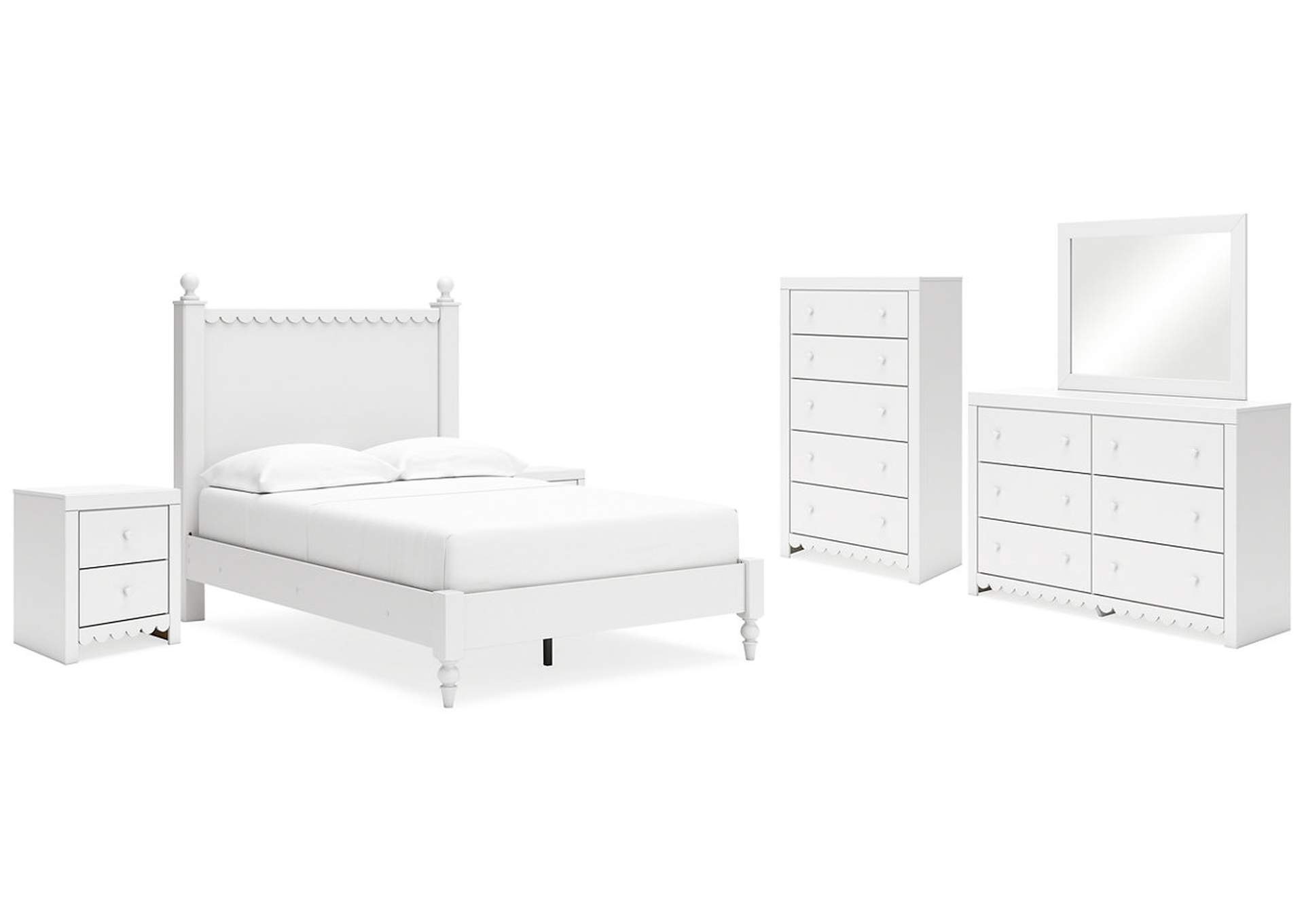 Mollviney Full Panel Bed with Mirrored Dresser, Chest and 2 Nightstands,Signature Design By Ashley