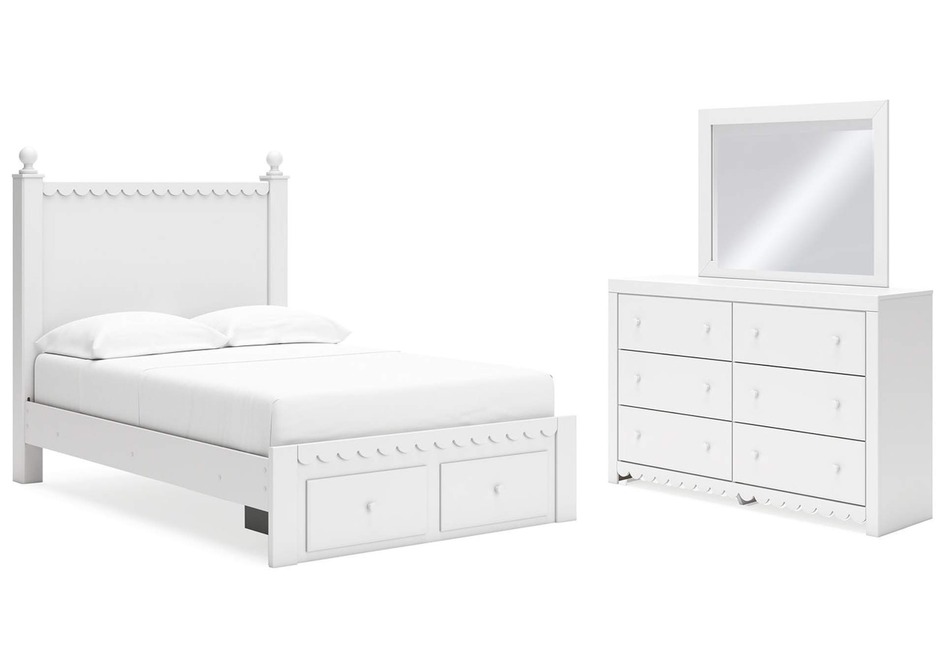 Mollviney Full Panel Storage Bed with Mirrored Dresser,Signature Design By Ashley