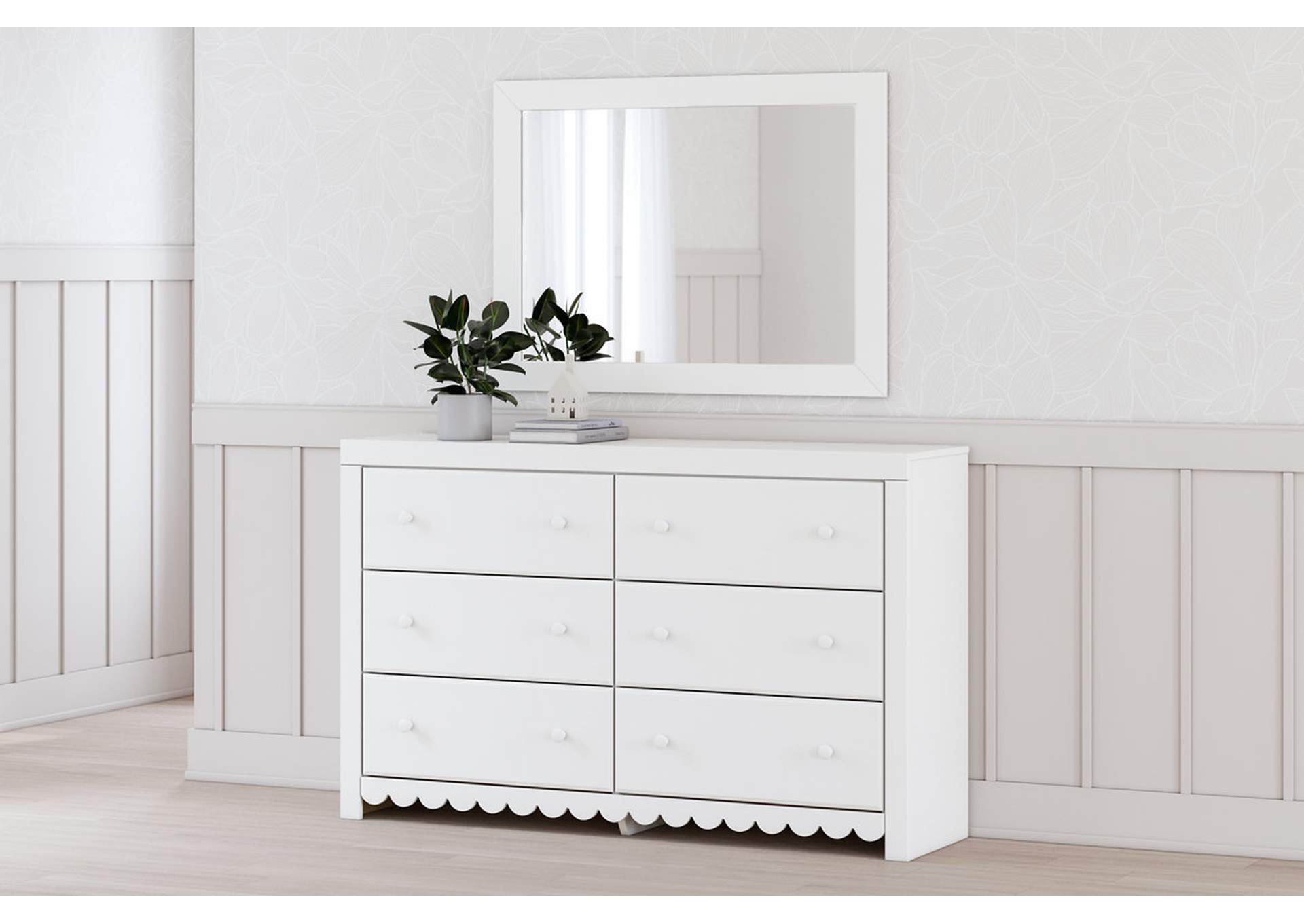 Mollviney Twin Panel Headboard with Mirrored Dresser, Chest and 2 Nightstands,Signature Design By Ashley