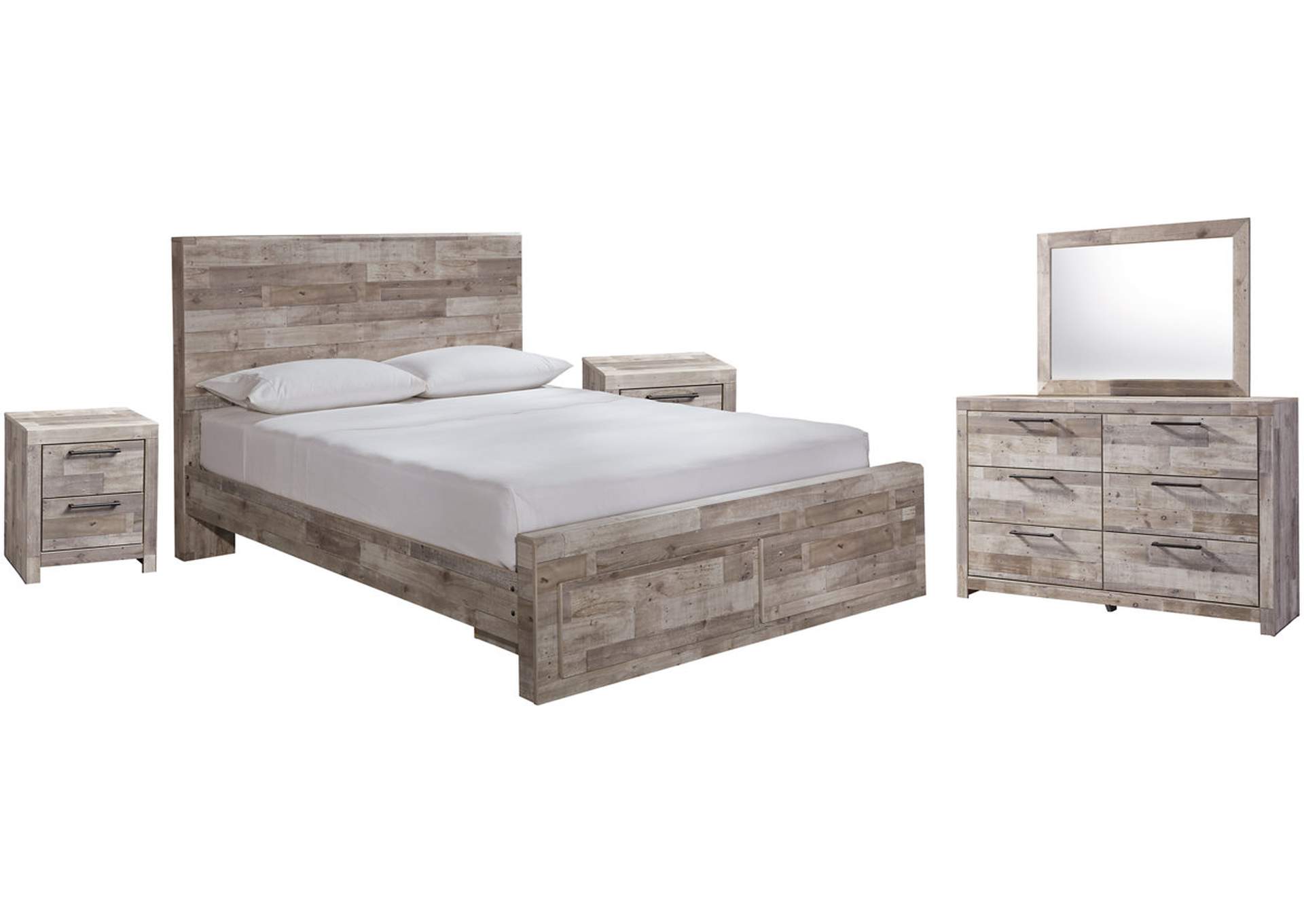 Effie Queen Panel Bed with 2 Storage Drawers with Mirrored Dresser and 2 Nightstands,Signature Design By Ashley