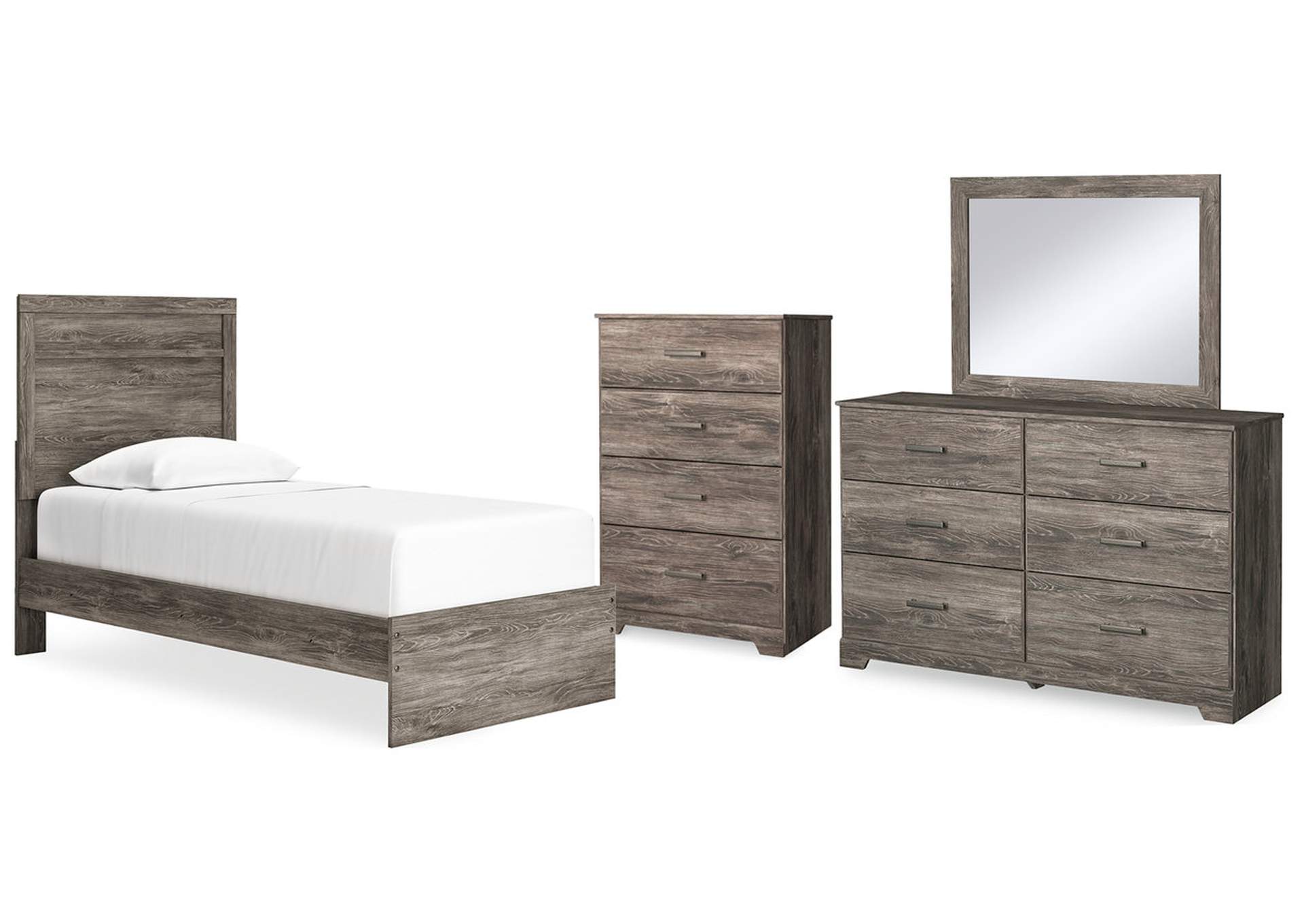 Ralinksi Twin Panel Bed with Mirrored Dresser and Chest,Signature Design By Ashley