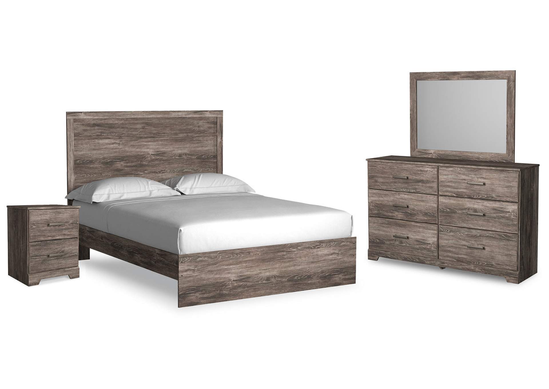 Ralinksi Queen Panel Bed with Mirrored Dresser and Nightstand,Signature Design By Ashley