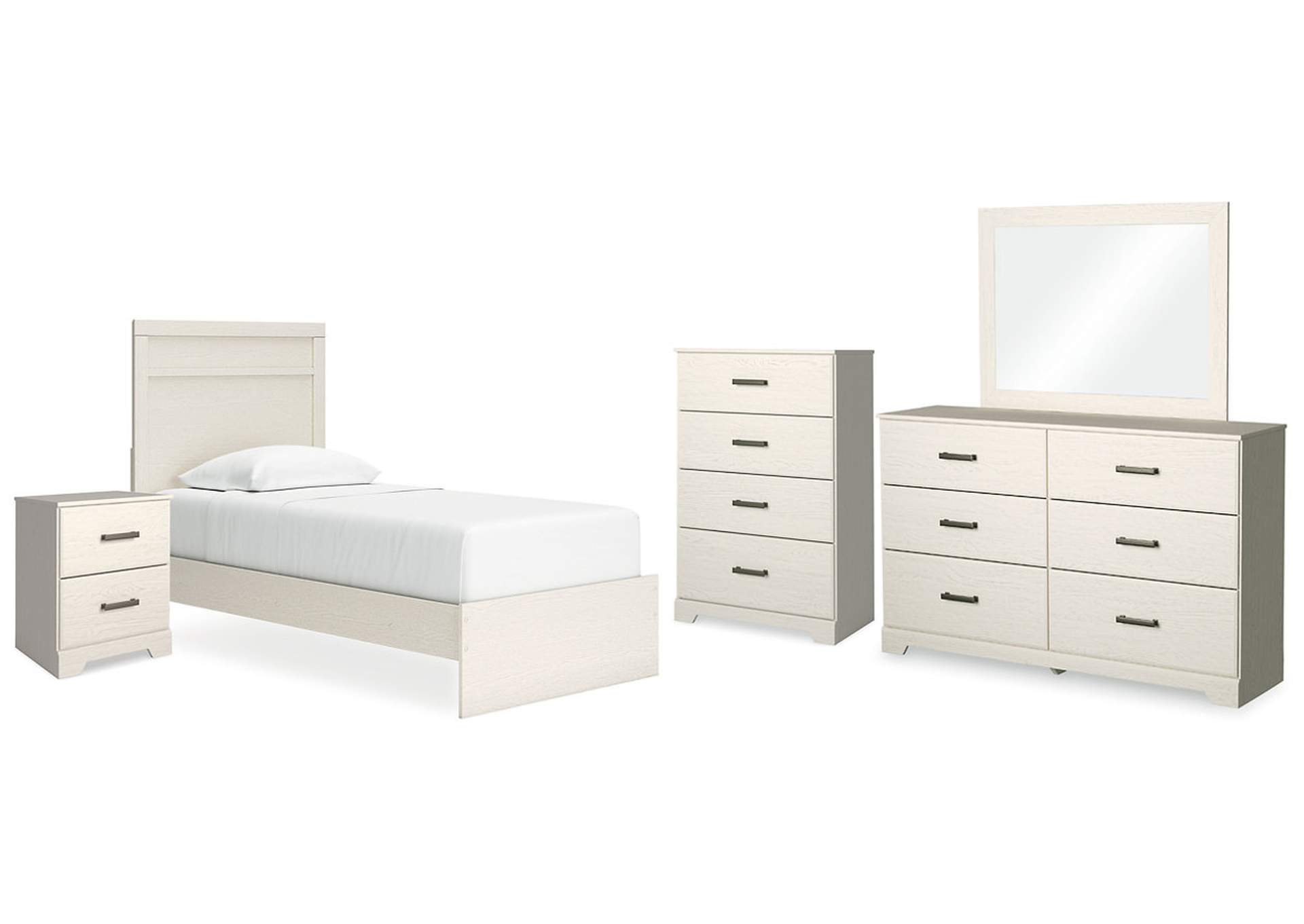 Stelsie Twin Panel Bed with Mirrored Dresser, Chest and Nightstand,Signature Design By Ashley